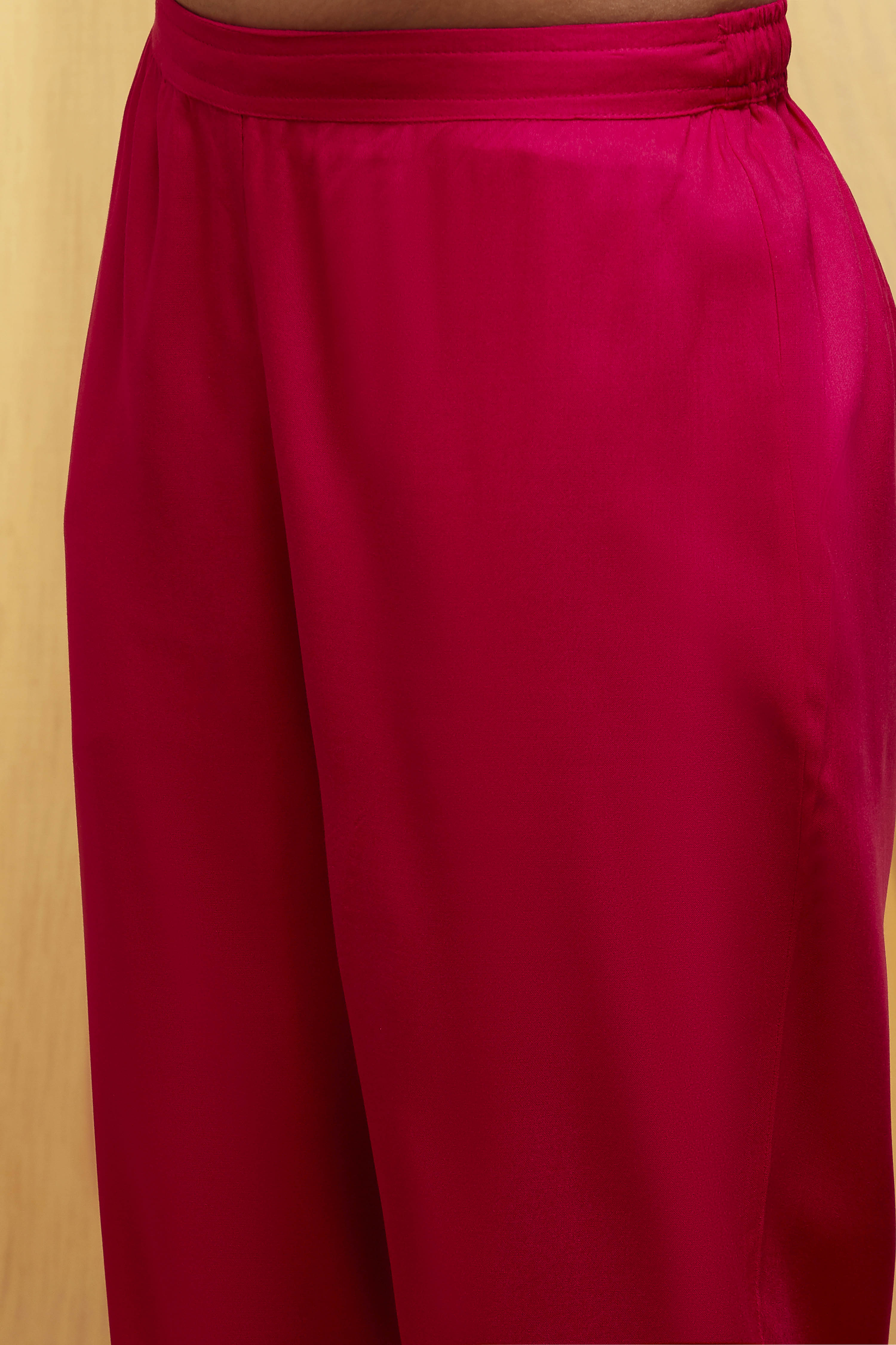 Fuschia Viscose Rayon Straight Suit Set image number 2