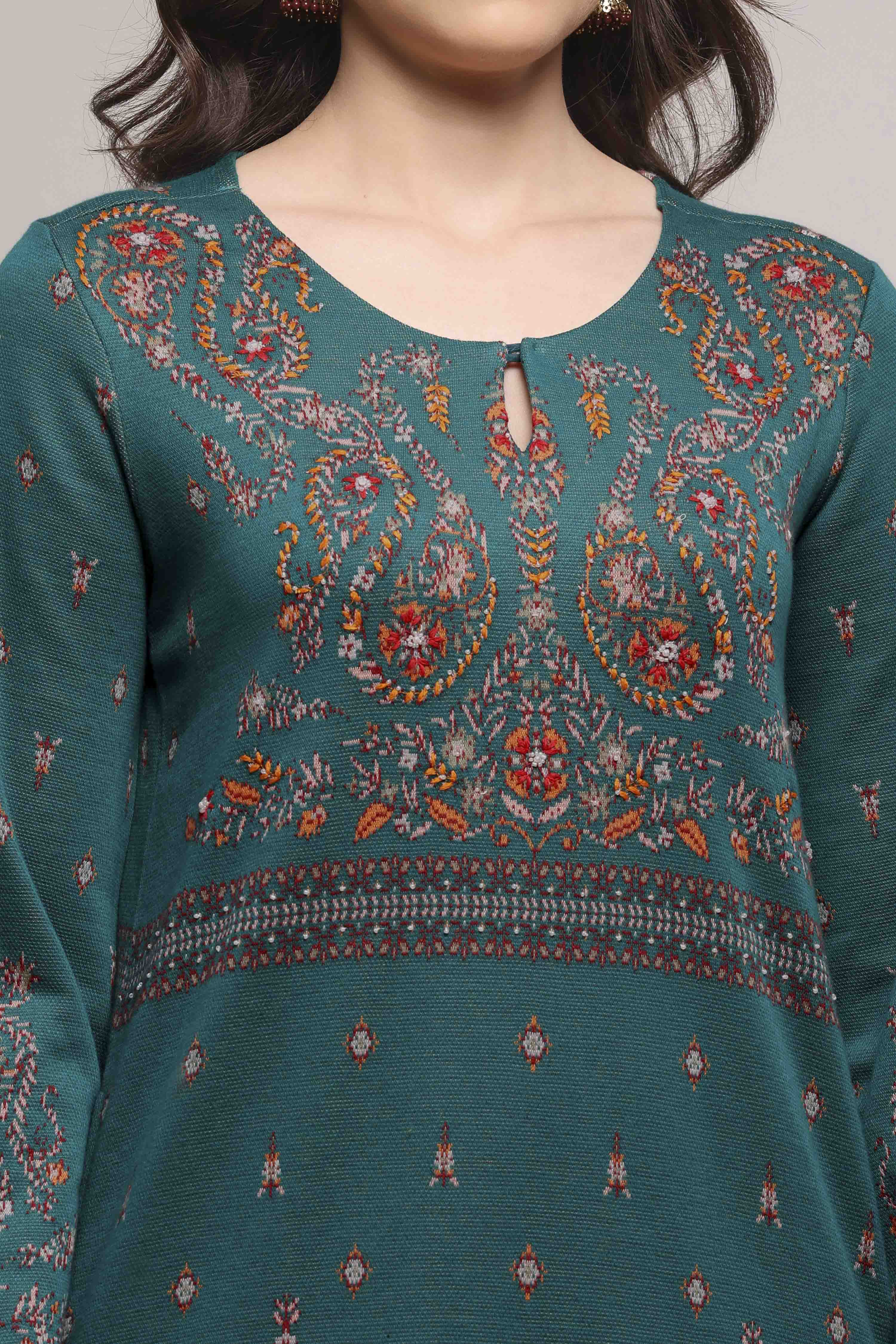 Ivory Cotton Blend Yarndyed Straight Suit Set image number 1