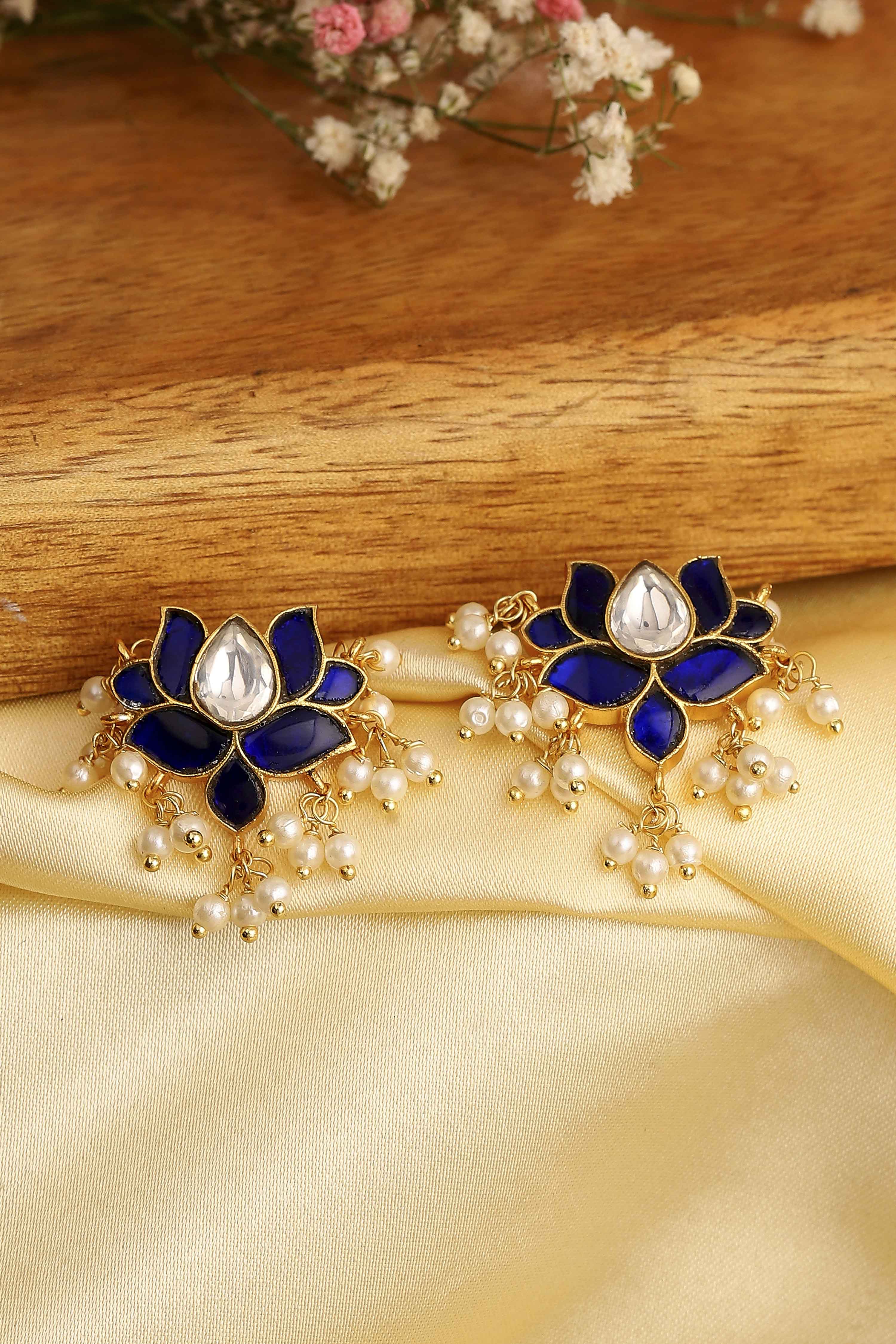 Navy Stone Earrings image number 0