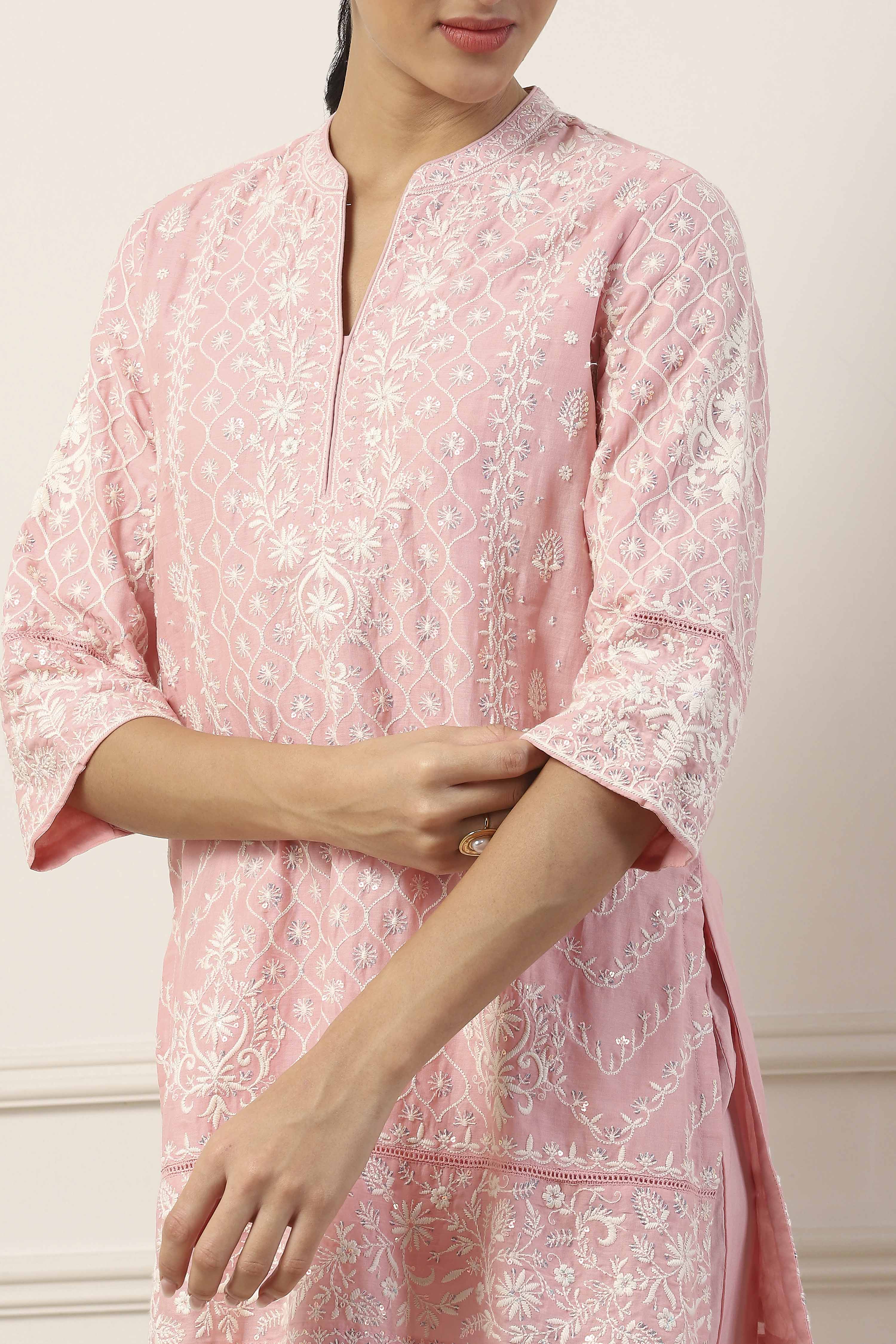 Pink Cotton Floral Printed Regular Suit Set image number 1