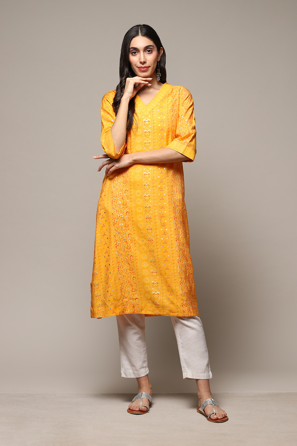 Brown Poly Viscose Straight Printed Kurta image number 5