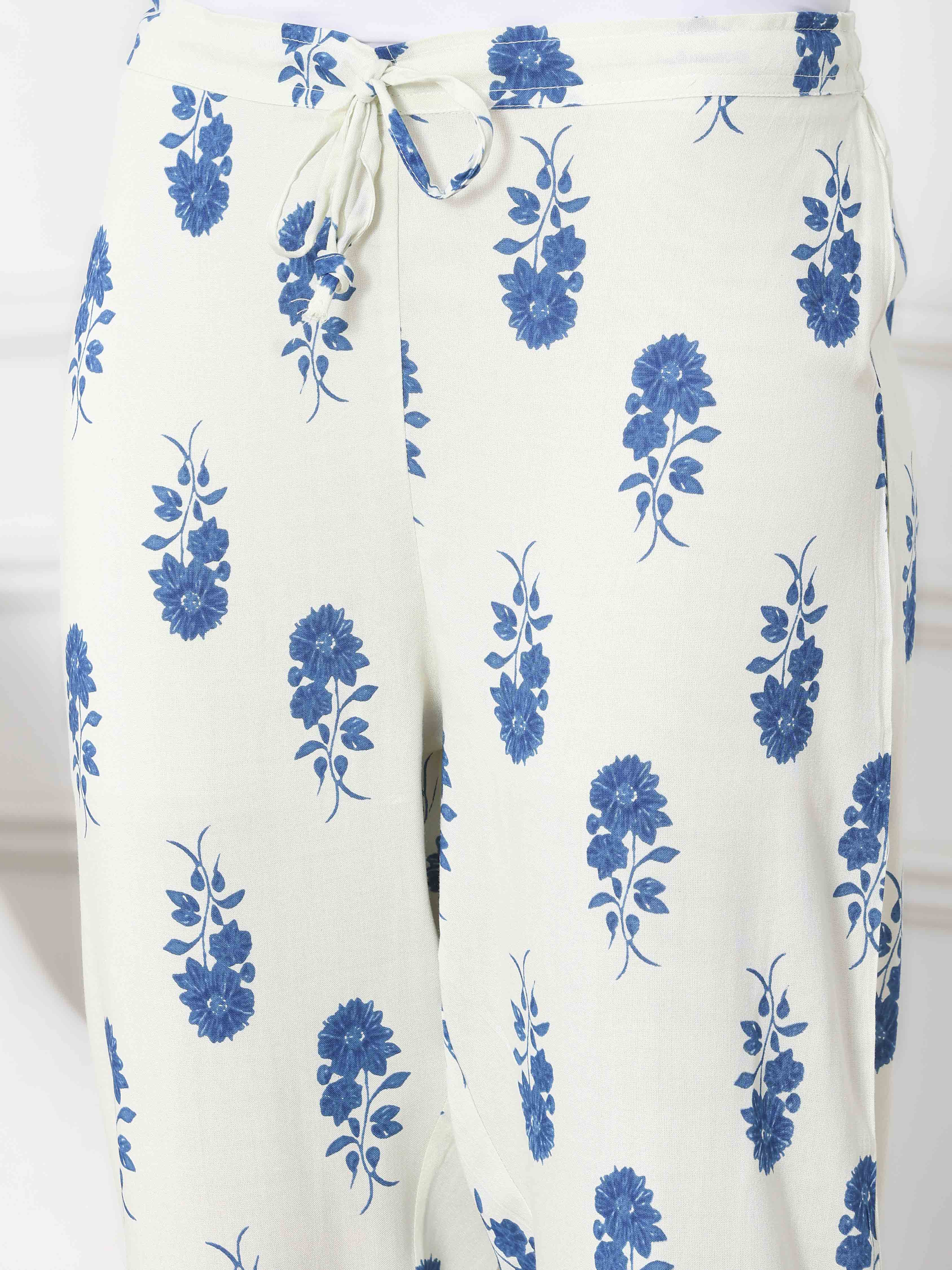 Pink and White Printed Straight Suit Set image number 2