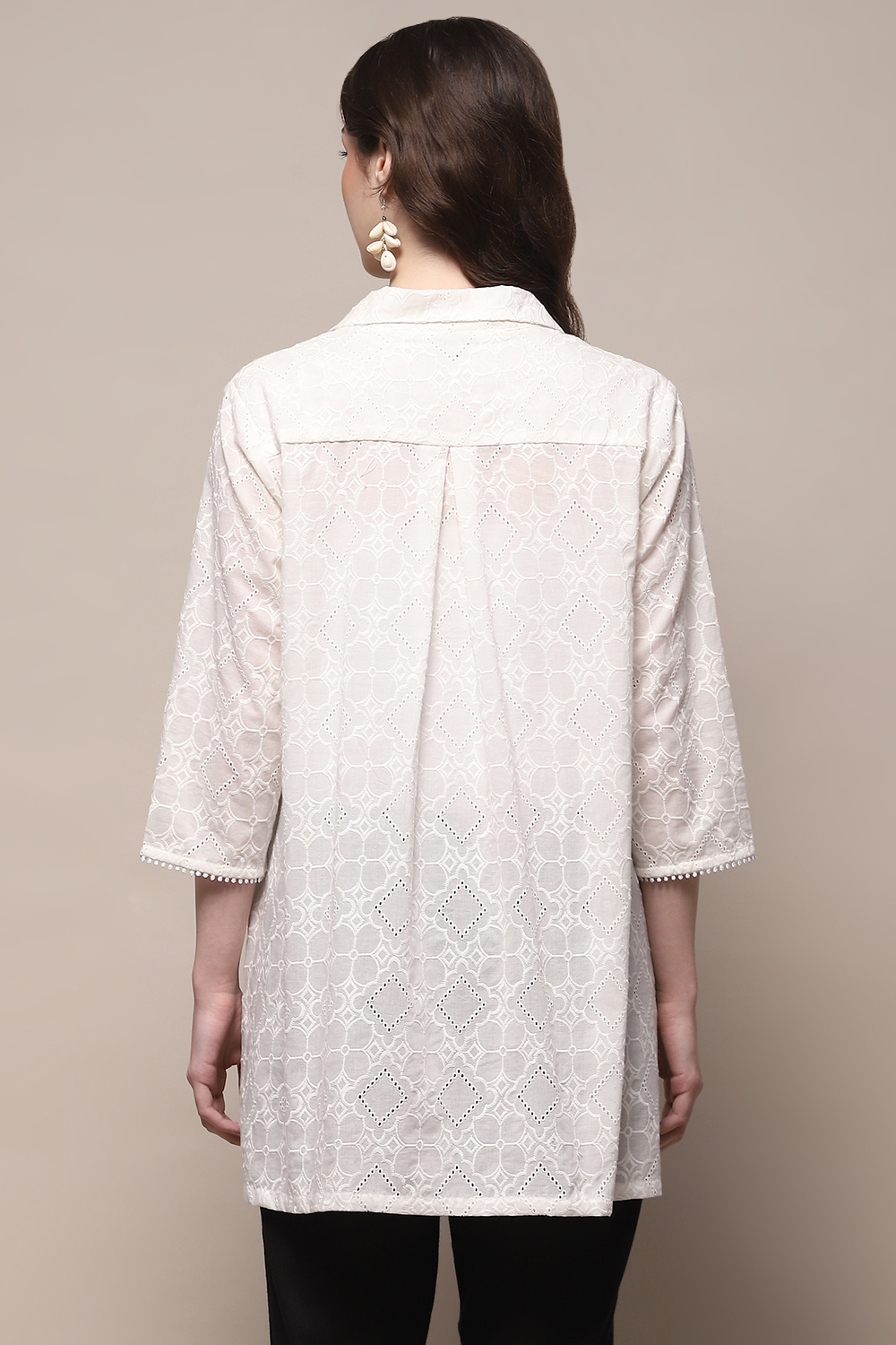 White Cotton Straight Kurta image number 3