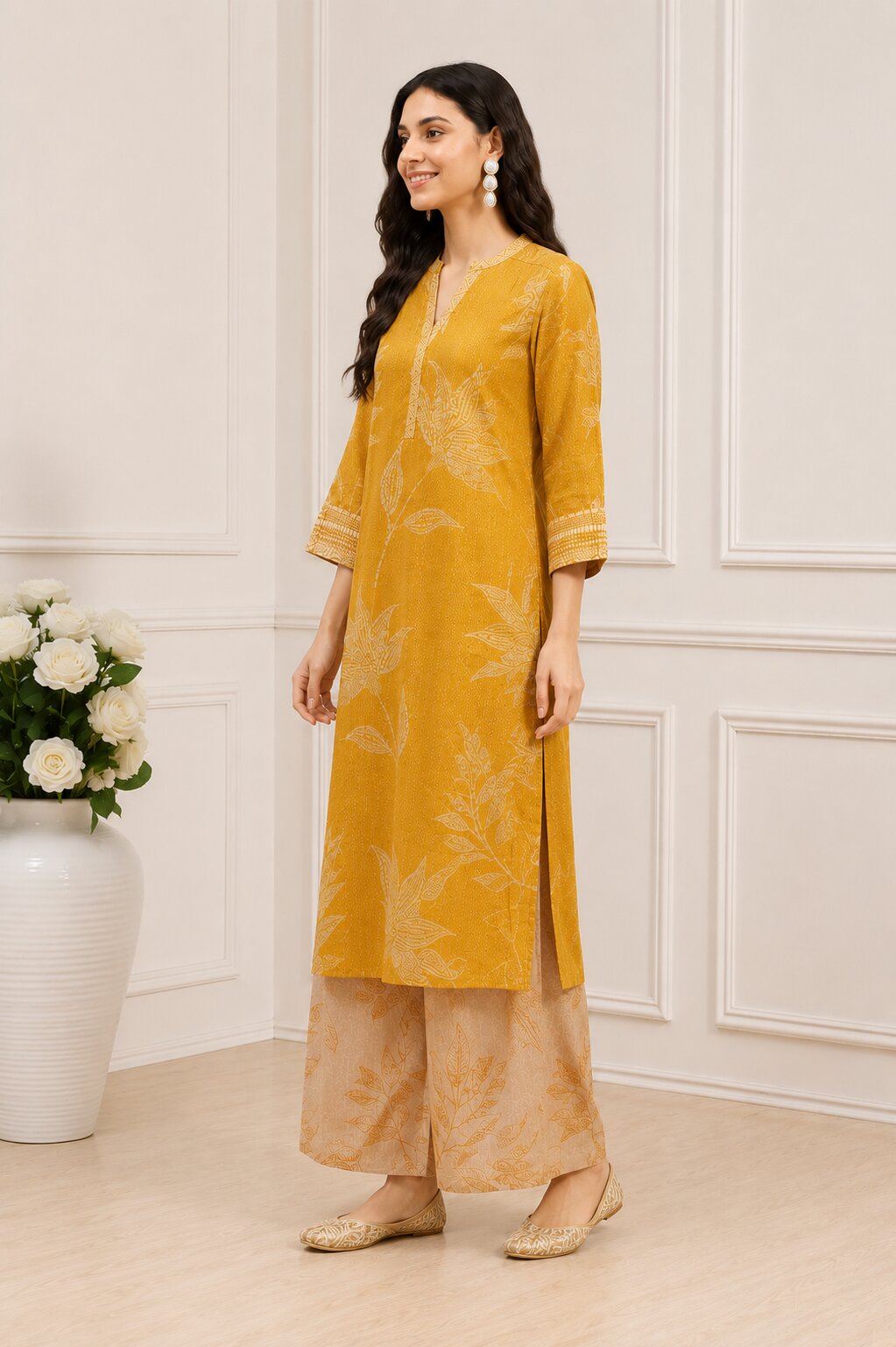 Red Viscose Rayon Printed Straight Suit Set image number 3