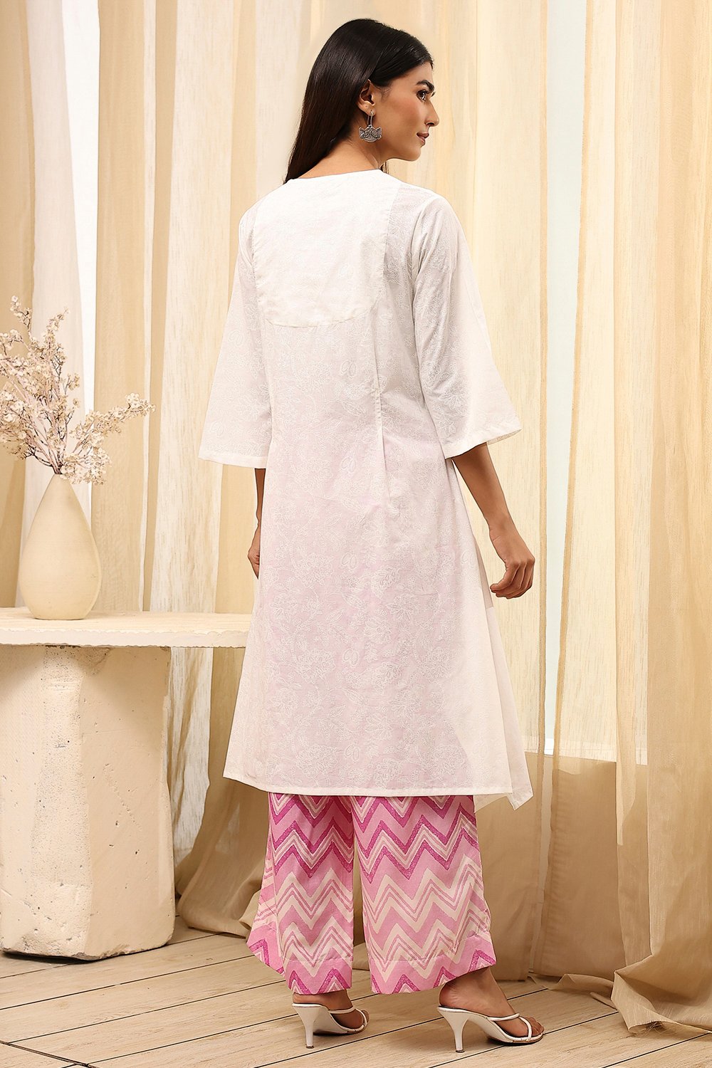 Blue Cotton Straight Suit Set image number 5