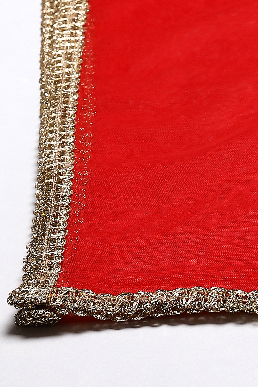 Red Cotton Girls Anarkali Kurta Churidar Suit Set image number 3