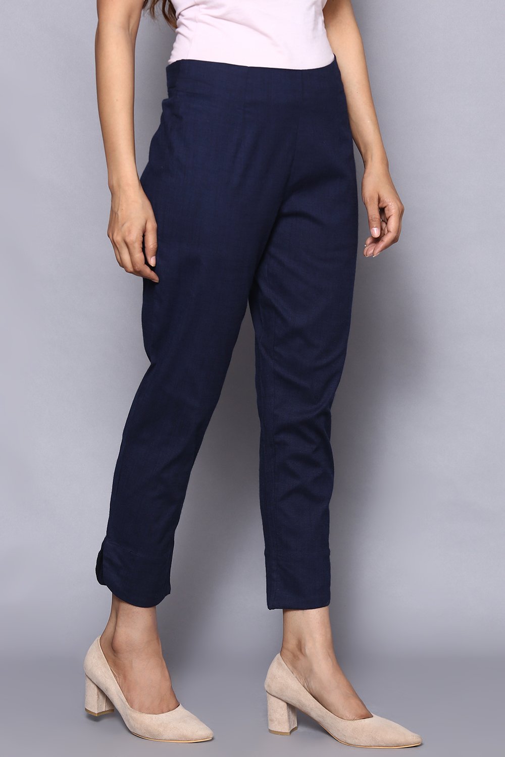 White Viscose Lycra Solid Pant image number 3