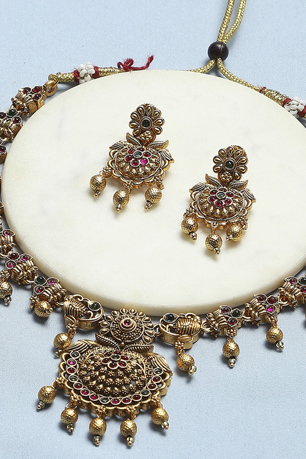 Red Green Alloy Necklace Set image number 2
