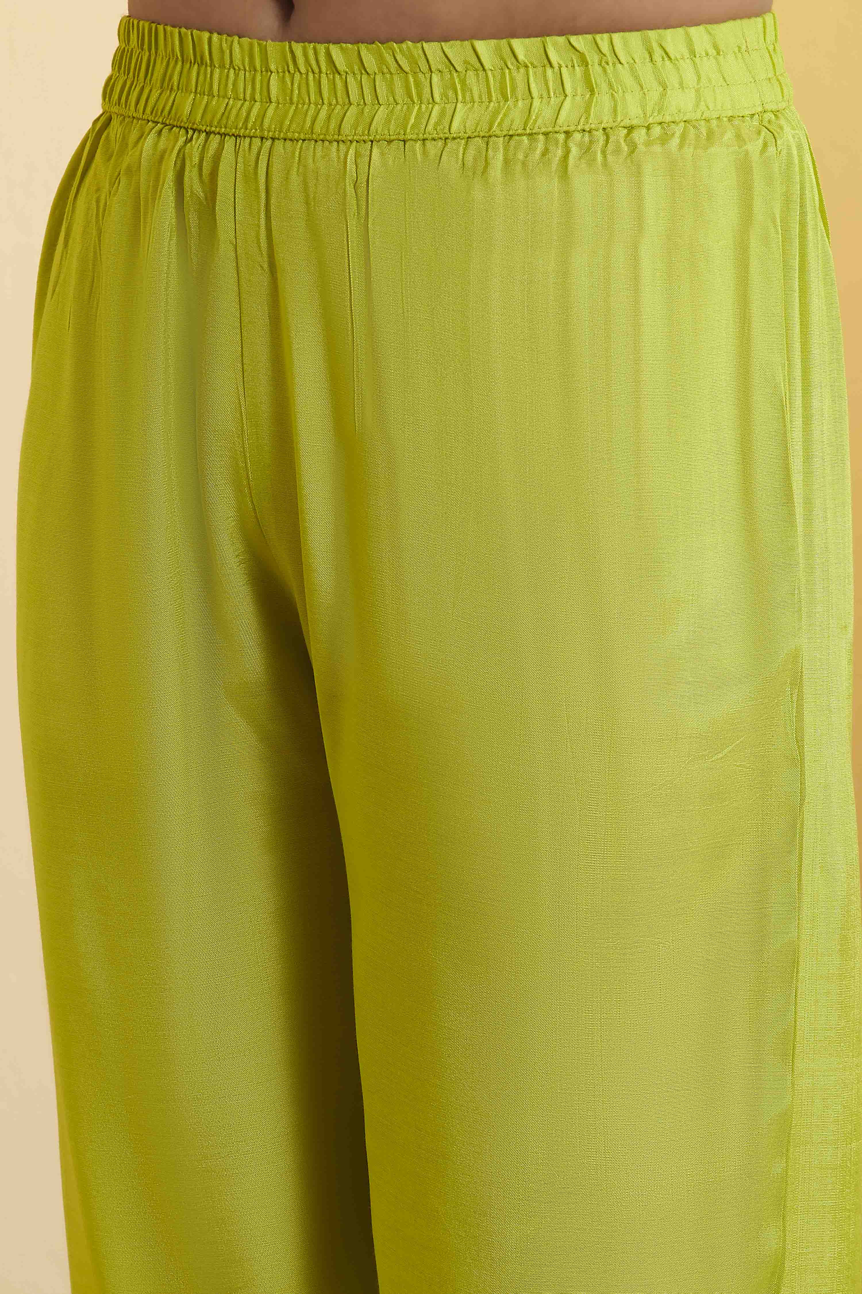 Llime Green Poly Chinnon Anarkali Suit Set image number 2