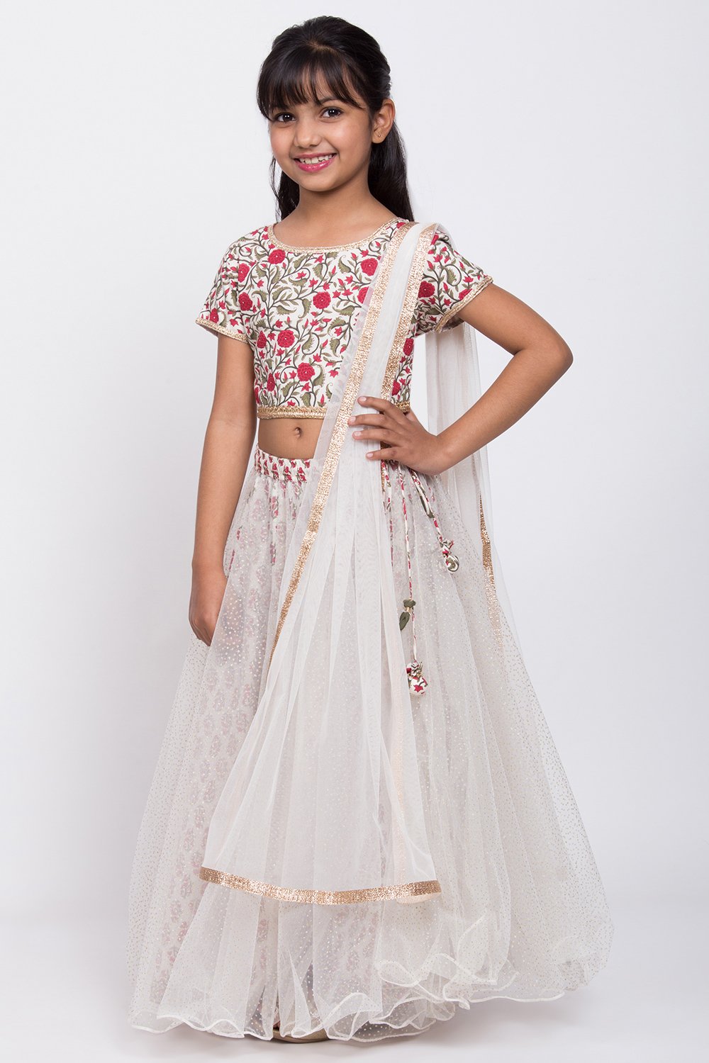 White Floral Lehenga Set image number 0