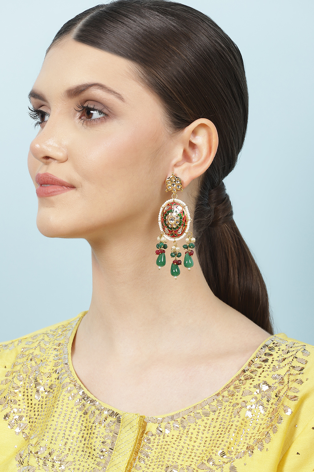 Green Alloy Earrings image number 3