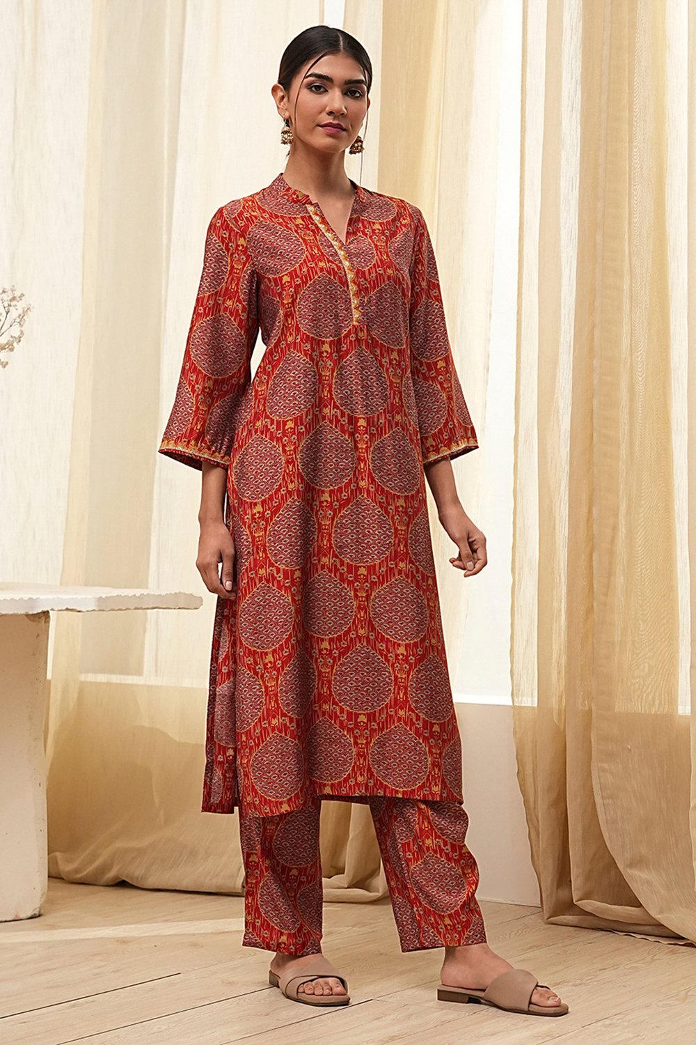 Rust Red Printed Co-ord Set image number 4