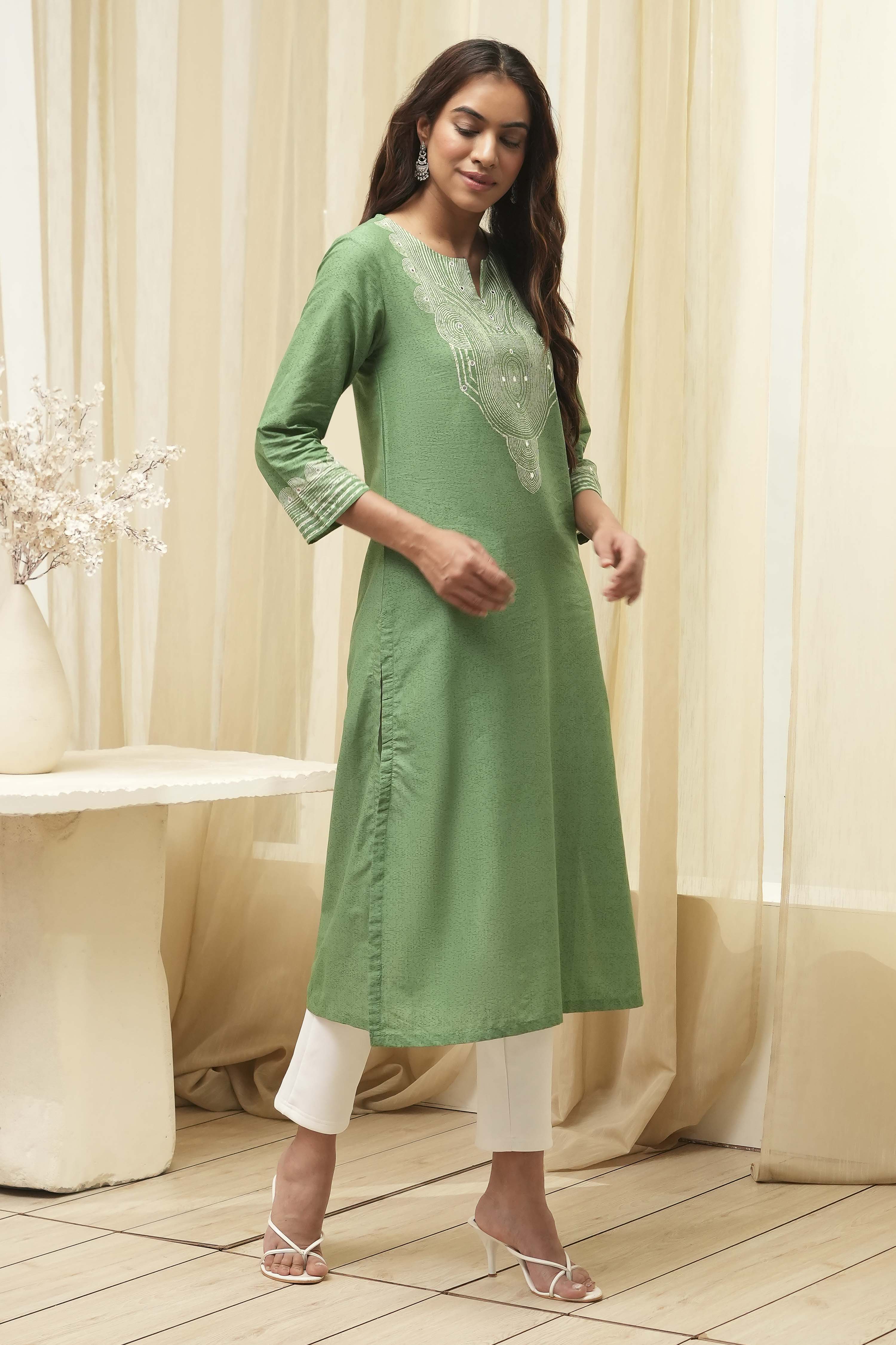 Pink Pure Cotton Printed Straight Kurta image number 5