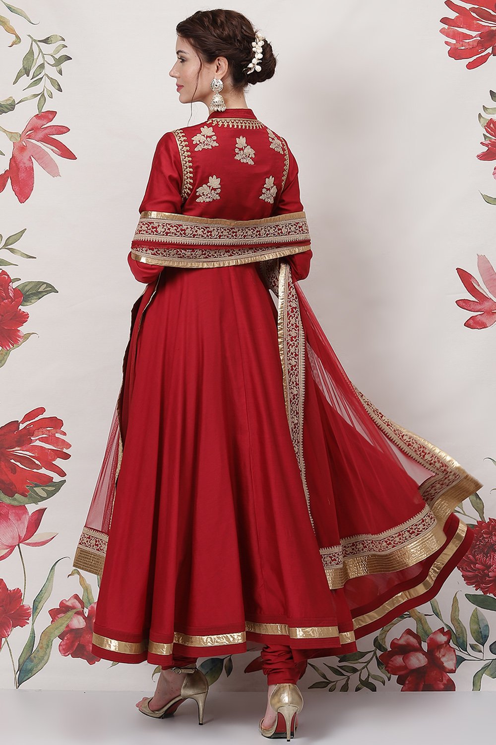 Rohit Bal Off White Cotton Silk Anarkali Yarndyed Suit Set image number 4
