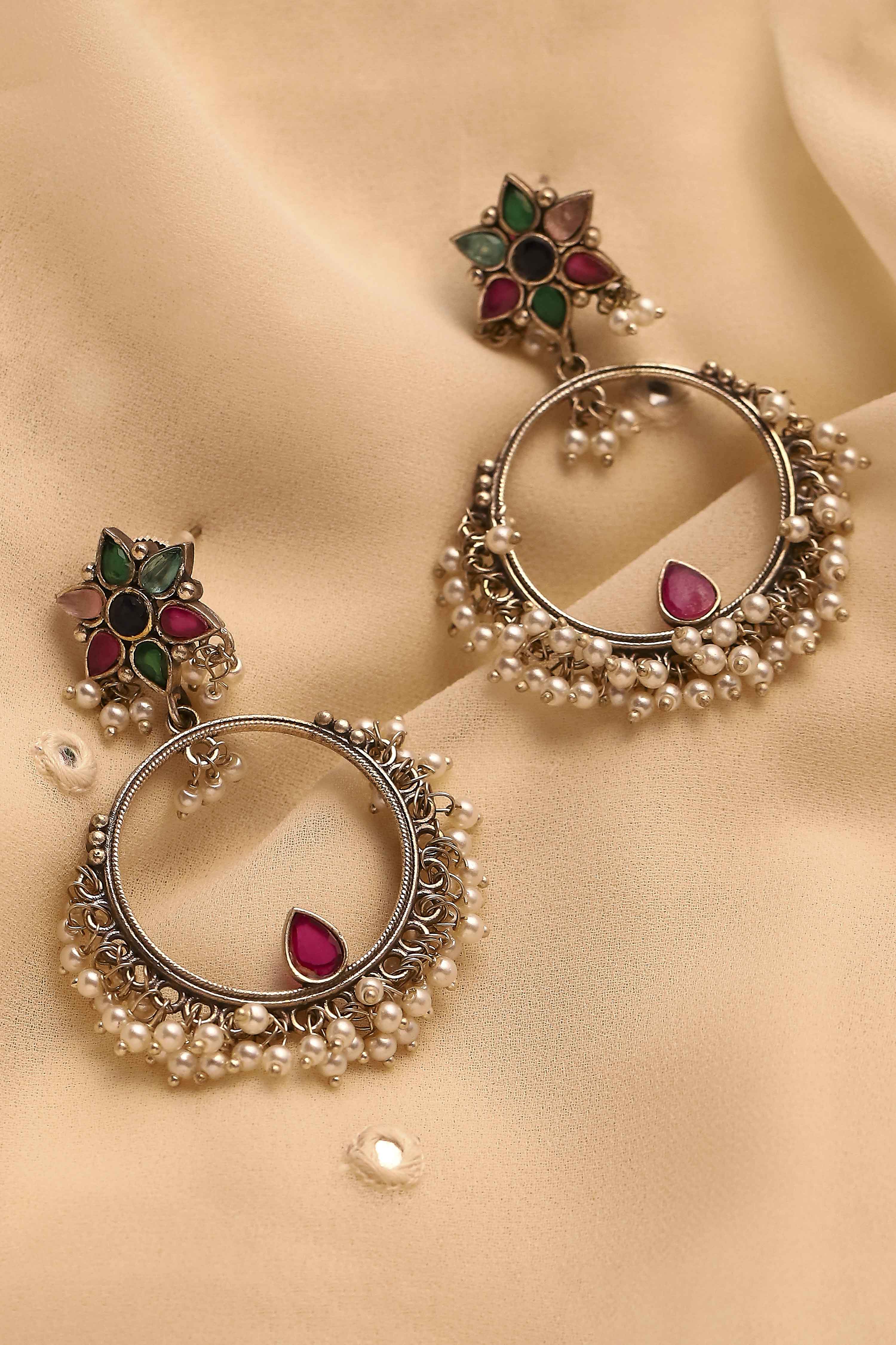 Multicolor Brass Oxidised Chaandbali image number 0