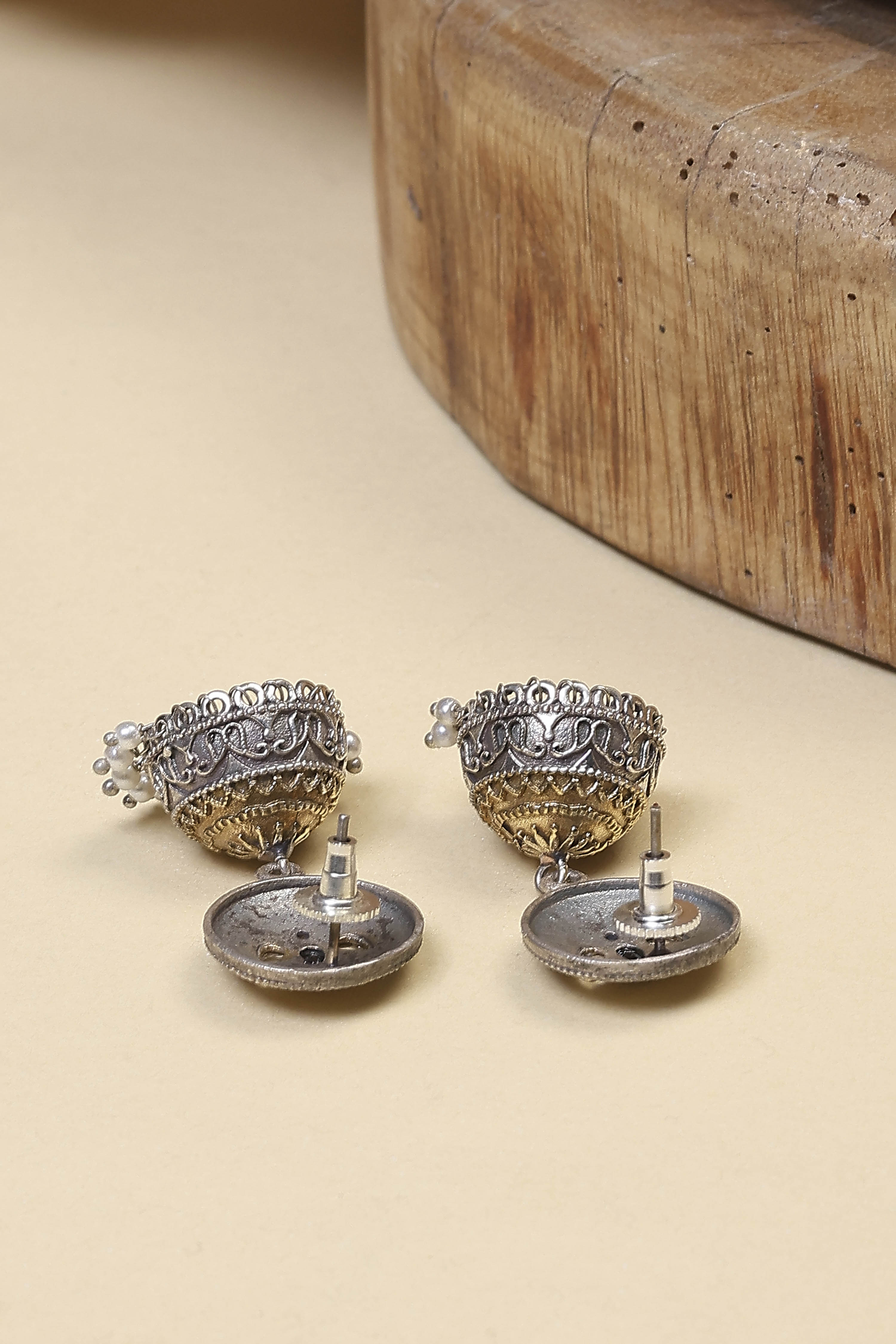 Oxidised Gold Earrings image number 2