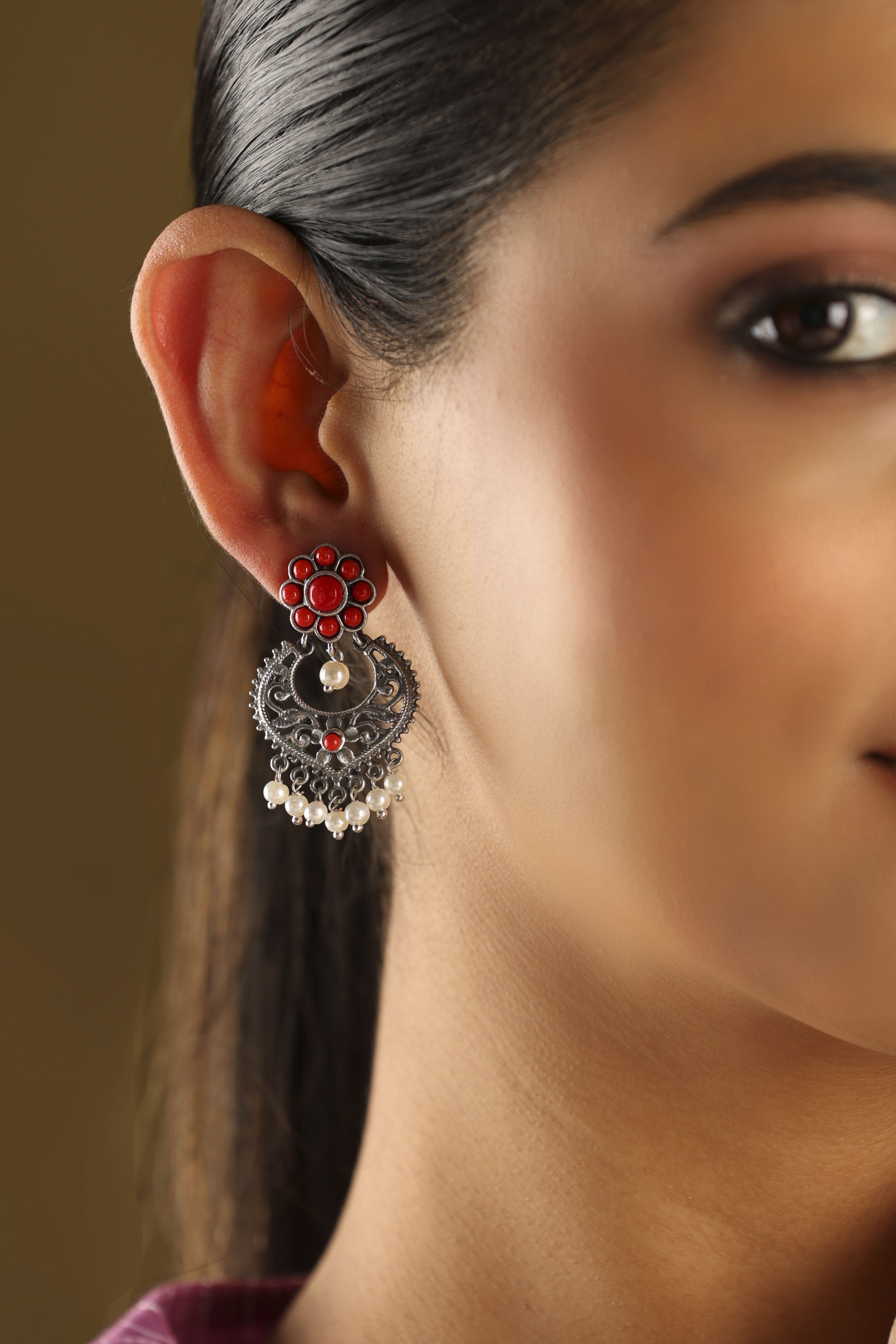 Red Brass Drop & Danglers image number 1