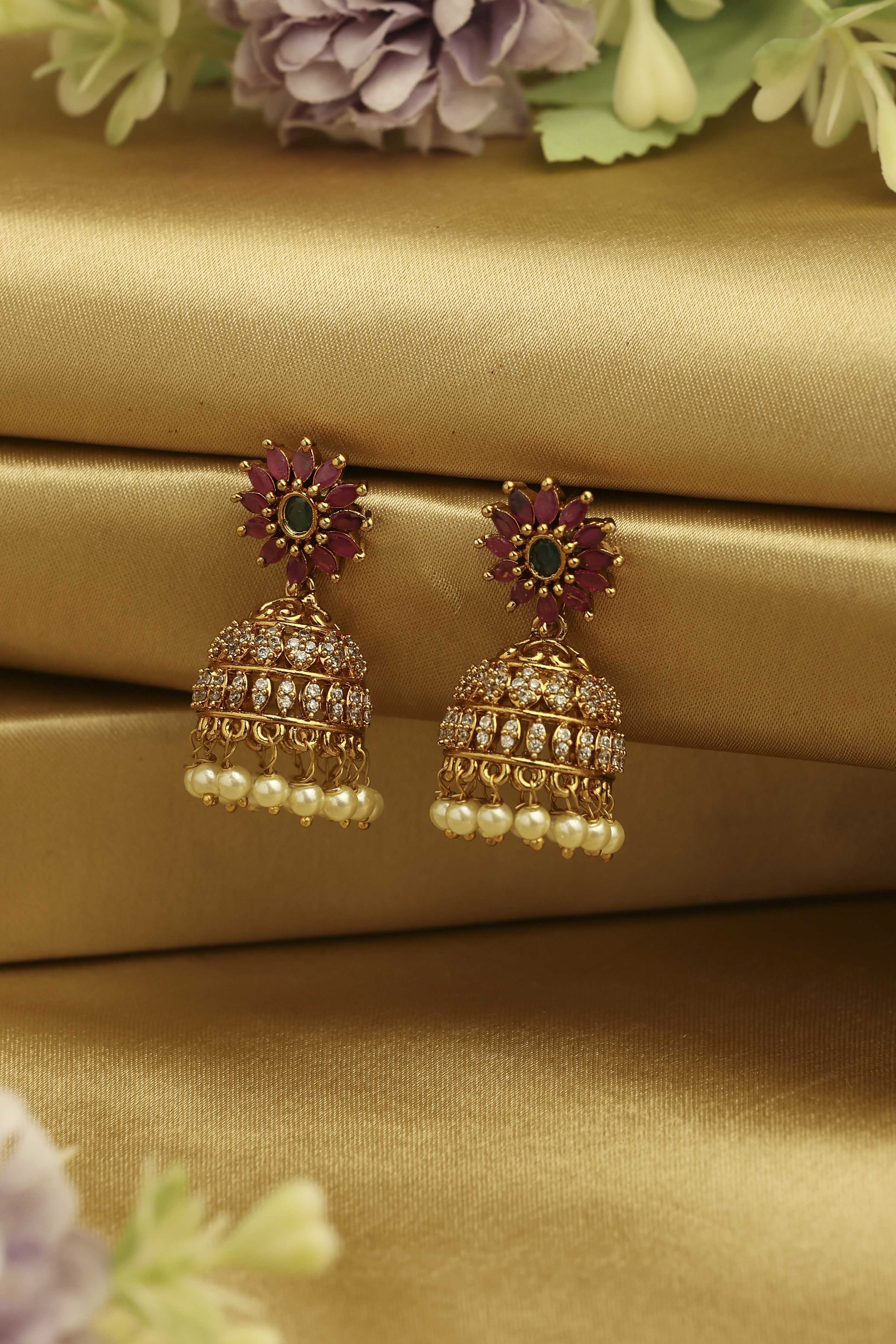 Pink Brass Jhumka image number 0