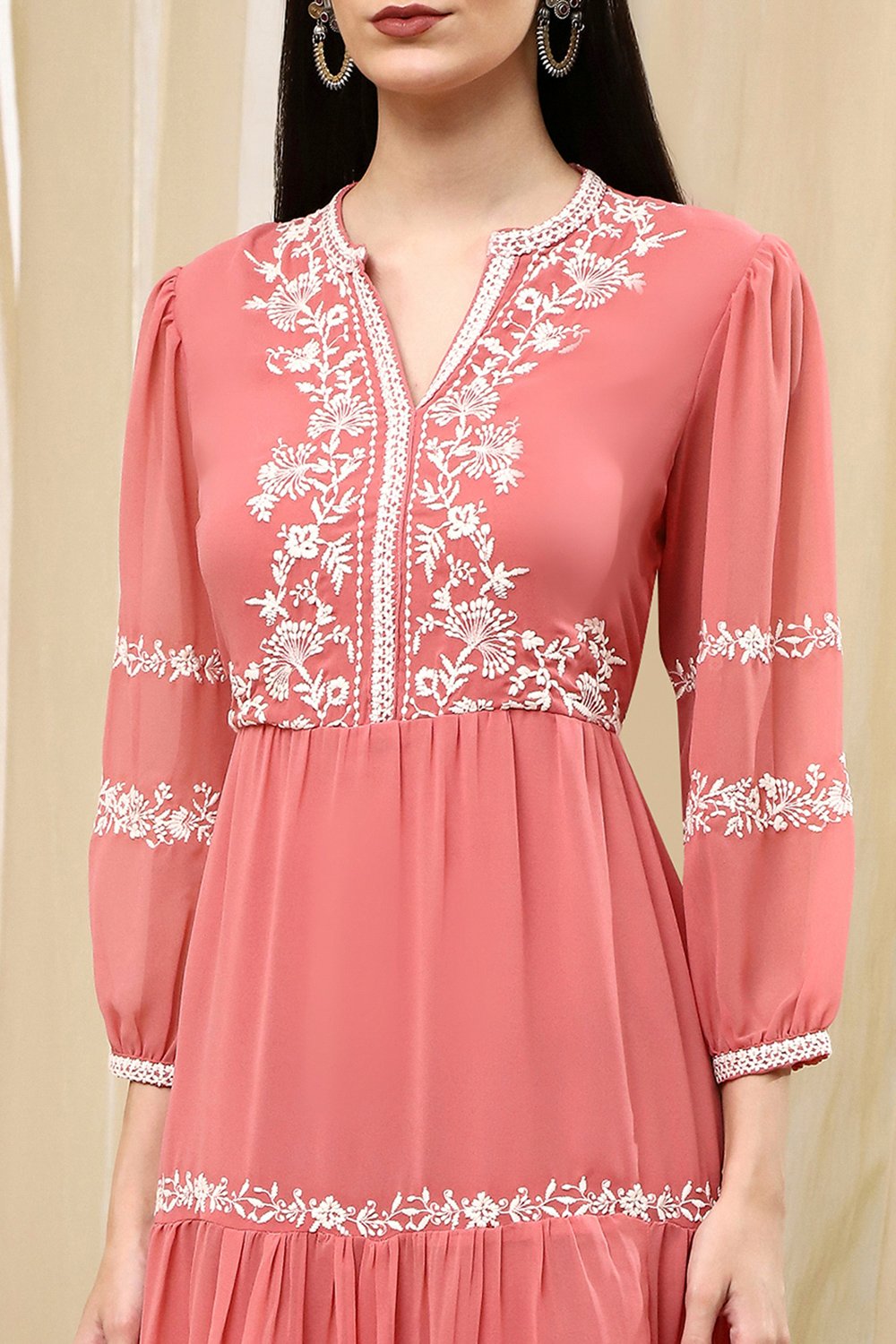 Light Pink Polyester Tiered Dress image number 1