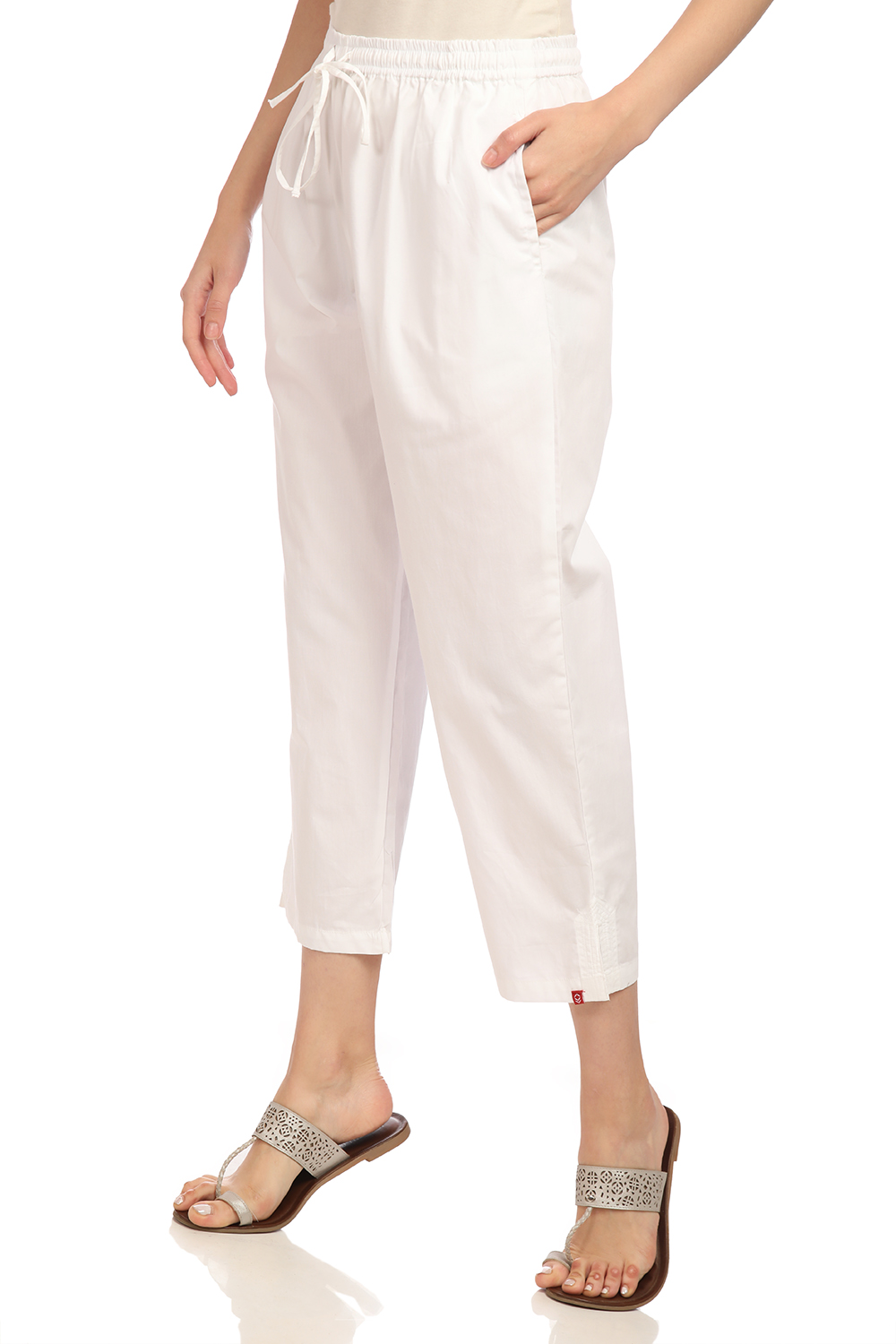 White Cotton Pants image number 2