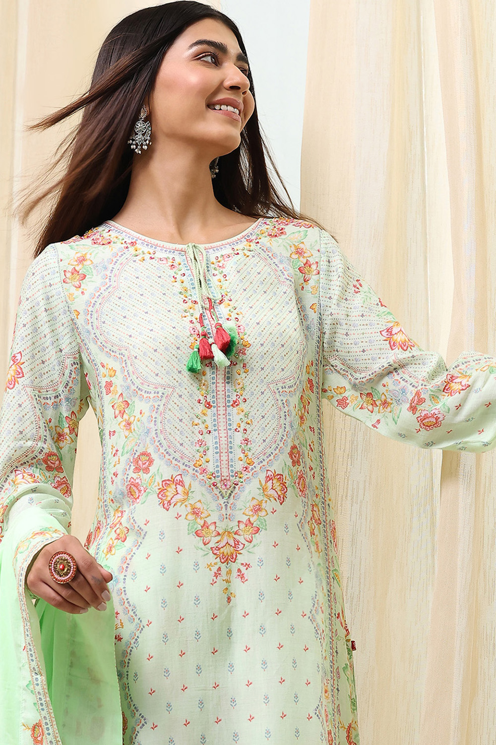 Pista Green Modal Blend Straight Suit Set image number 7