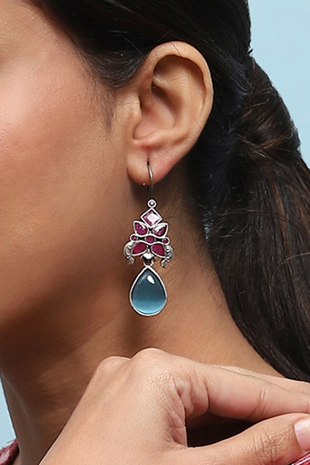 Blue Pink Brass Drop & Danglers image number 3