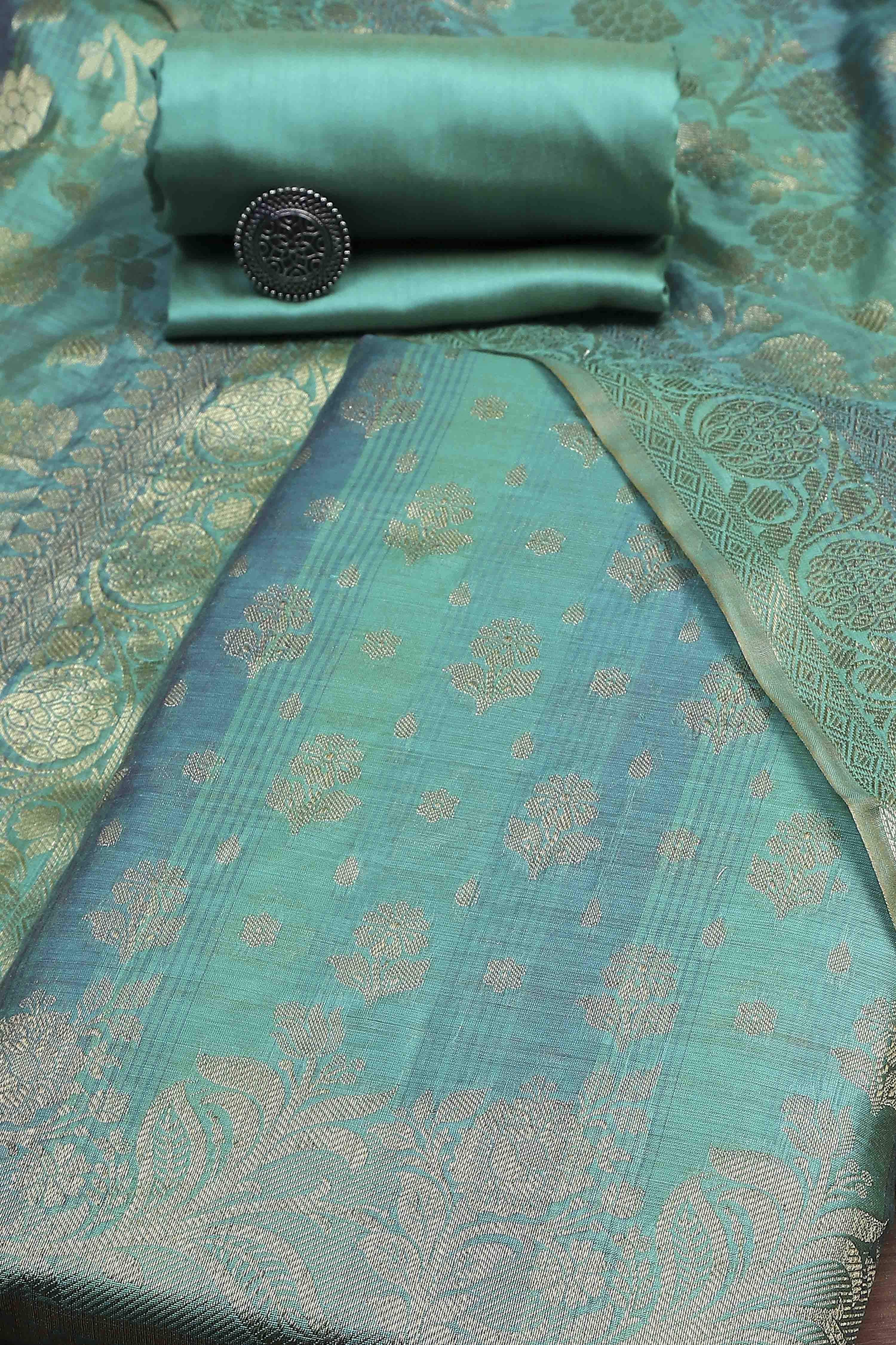 Pink Cotton Printed Embroidered Unstitched Suit Set image number 0