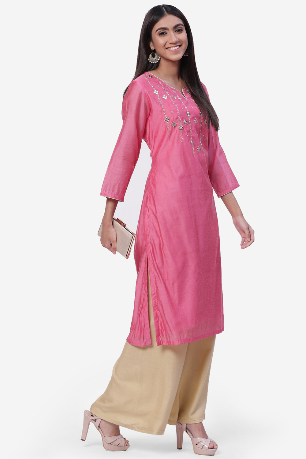 Black Art Silk Kurta image number 5