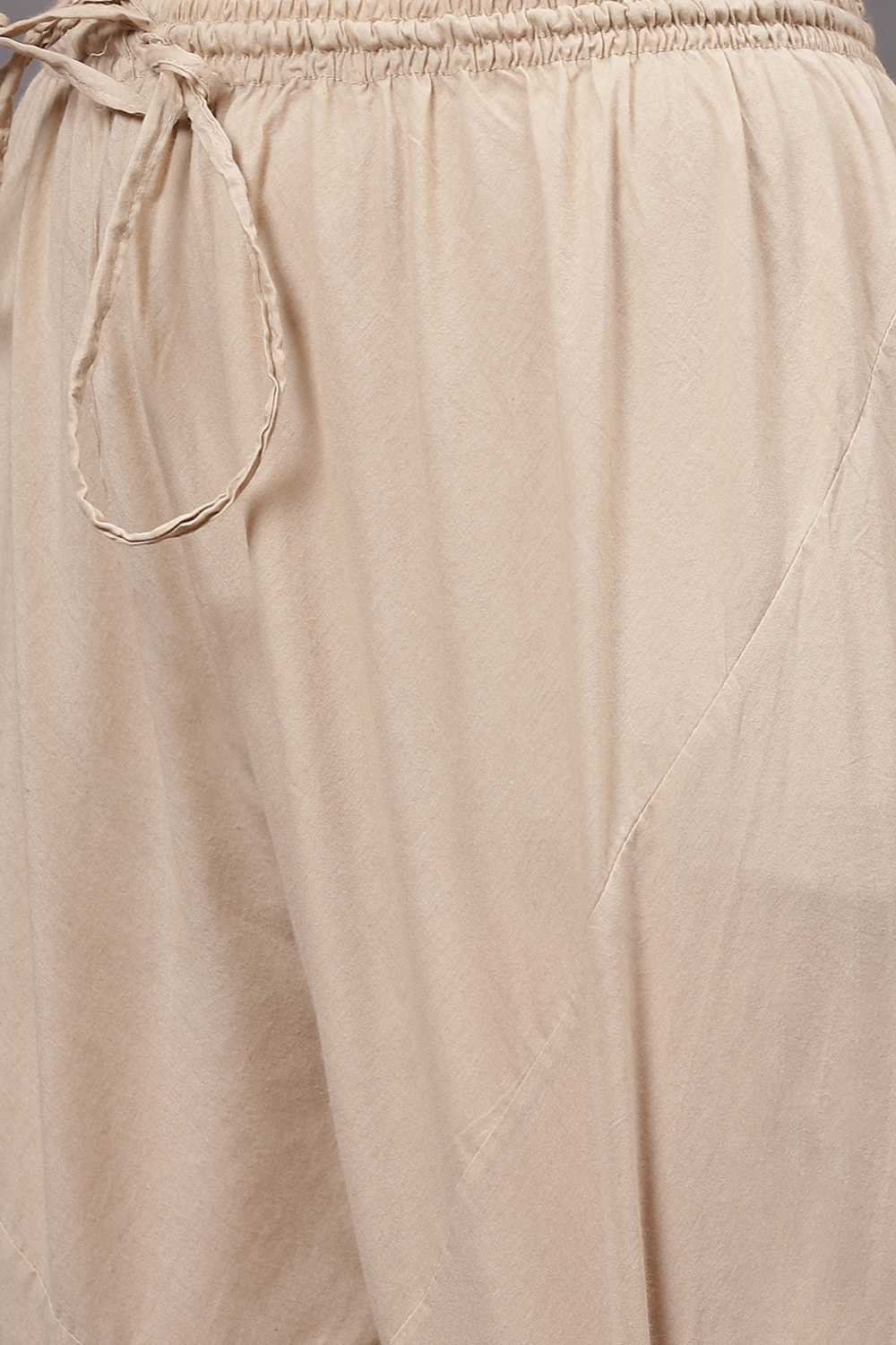 Beige Silk & Cotton Flared Kurta Suit Set image number 2