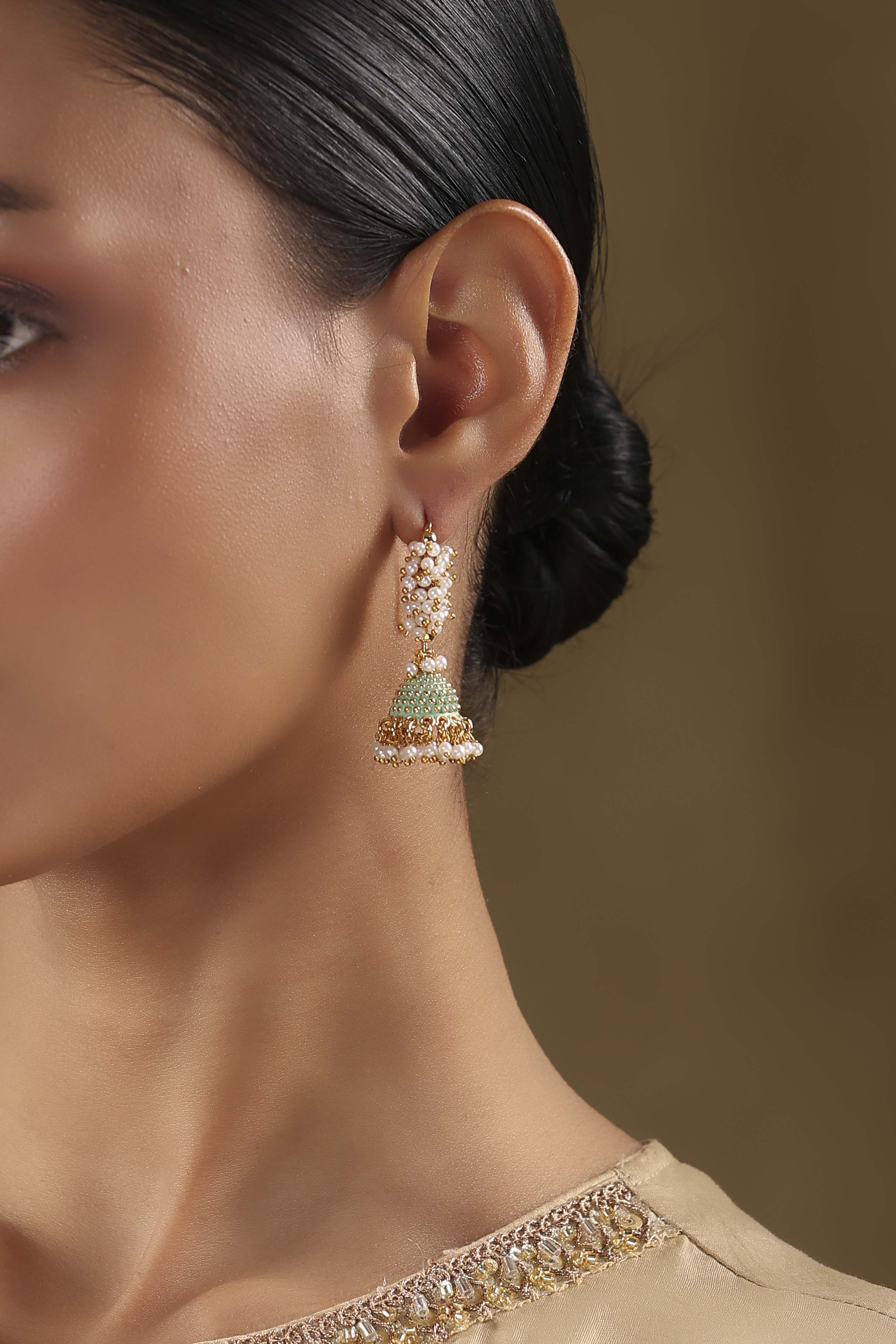 Champagne Brass Jhumka image number 1