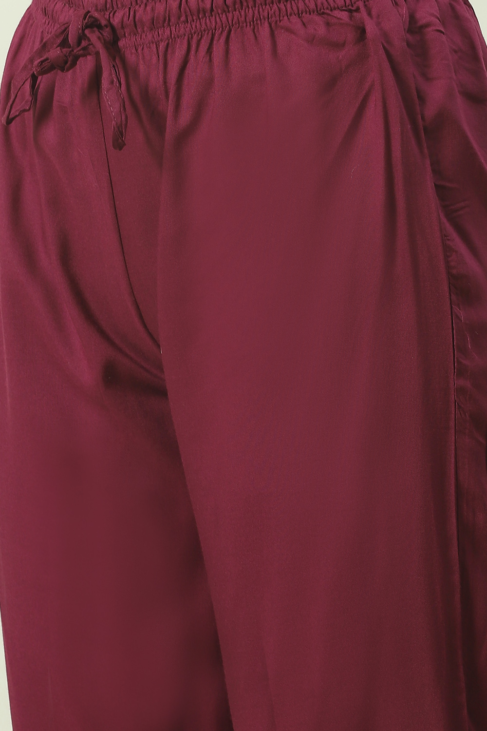 Plum Printed Rayon Straight Kurta Regular Pants Suit Set image number 2