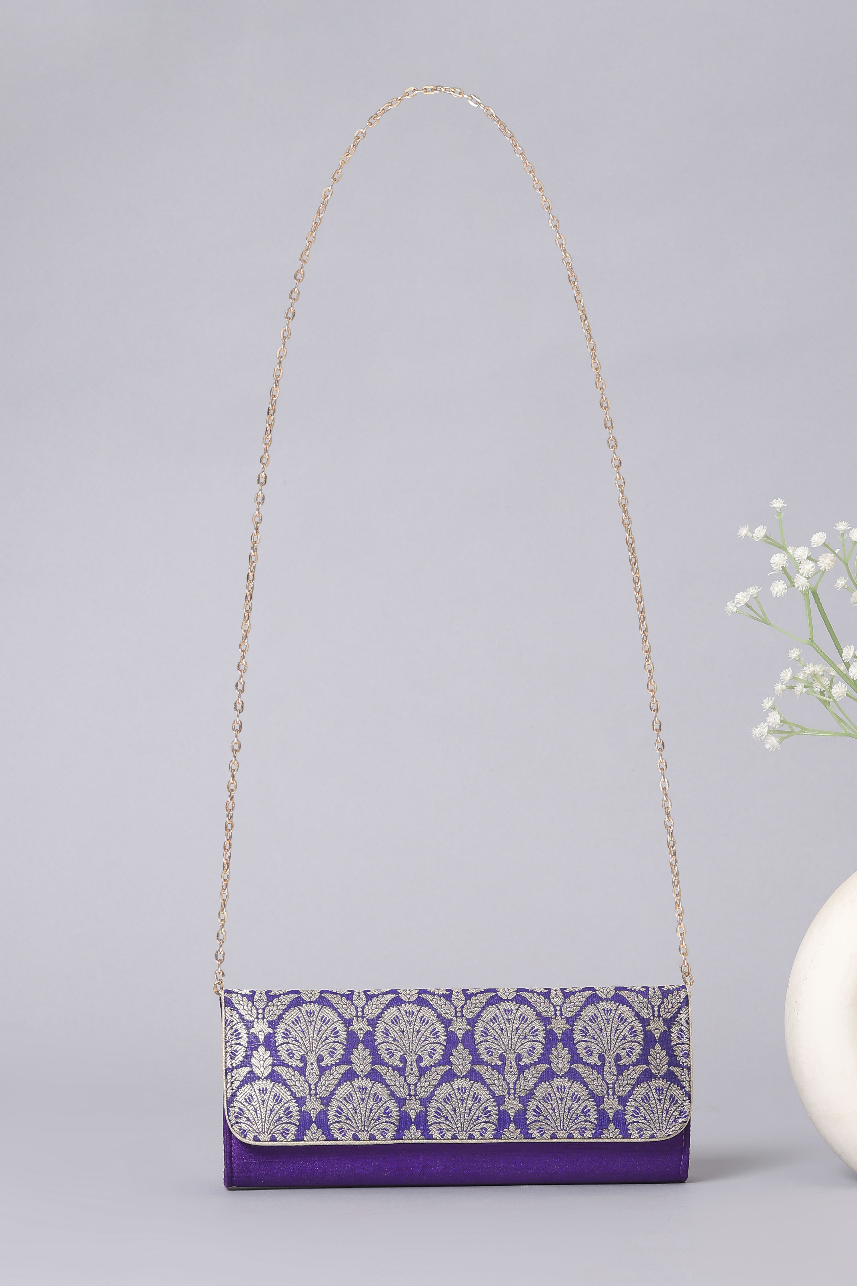 Purple Brocade Clutch image number 2