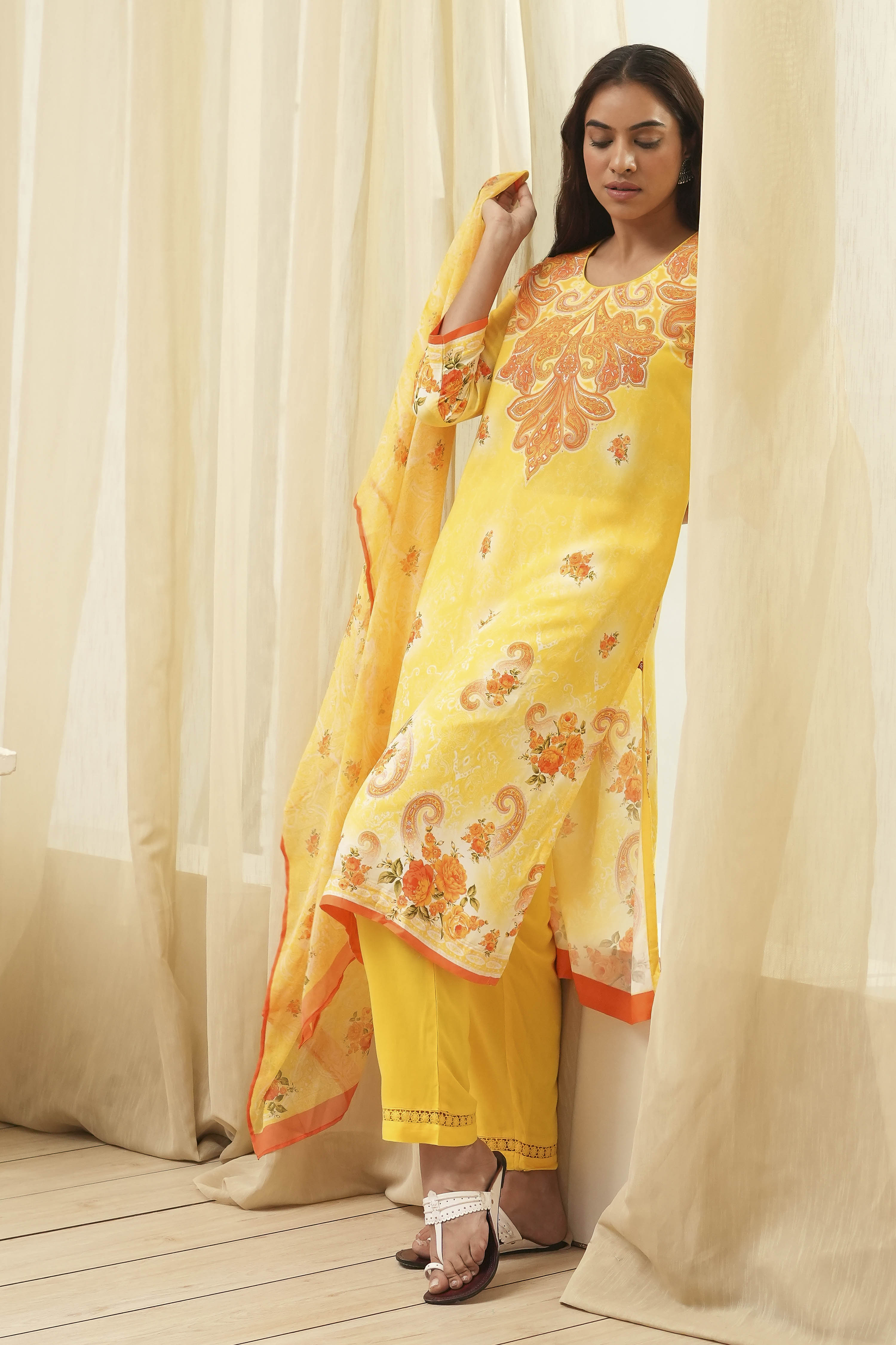 Light Blue Rayon Straight Kurta Regular Pants Suit Set image number 0