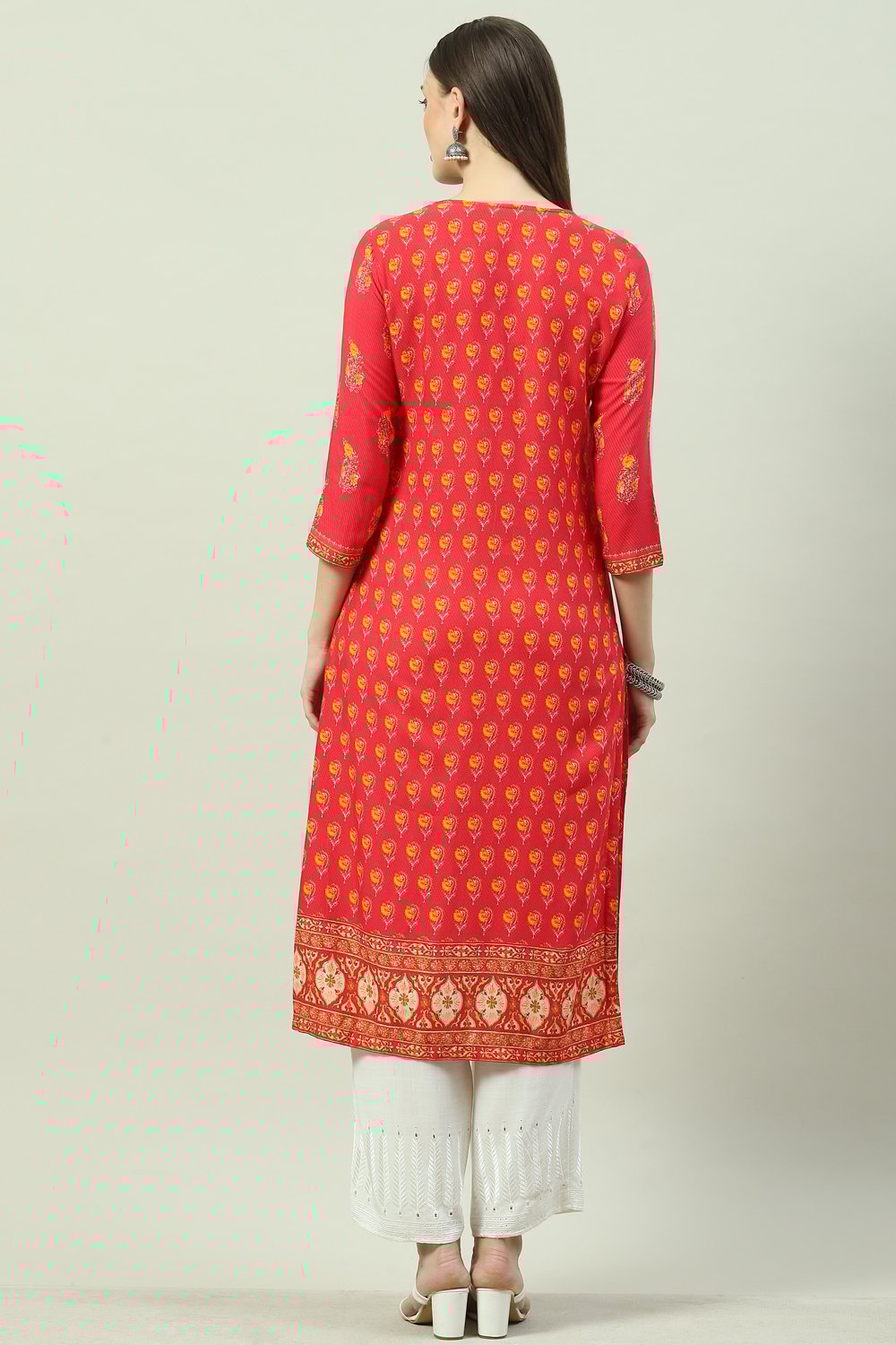 Mustard LIVA Straight Printed Kurta image number 3