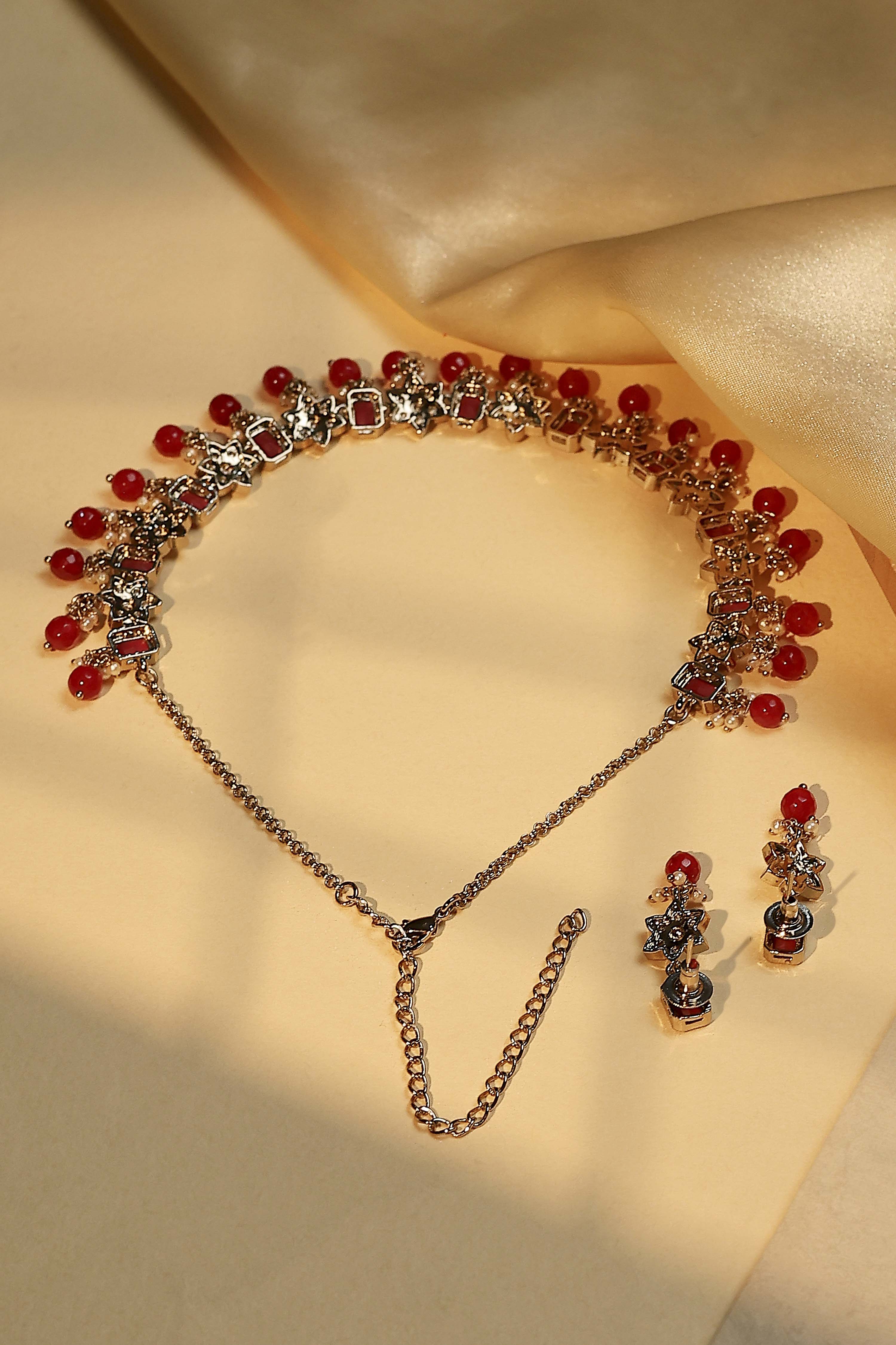 Red Brass Necklace Set image number 2