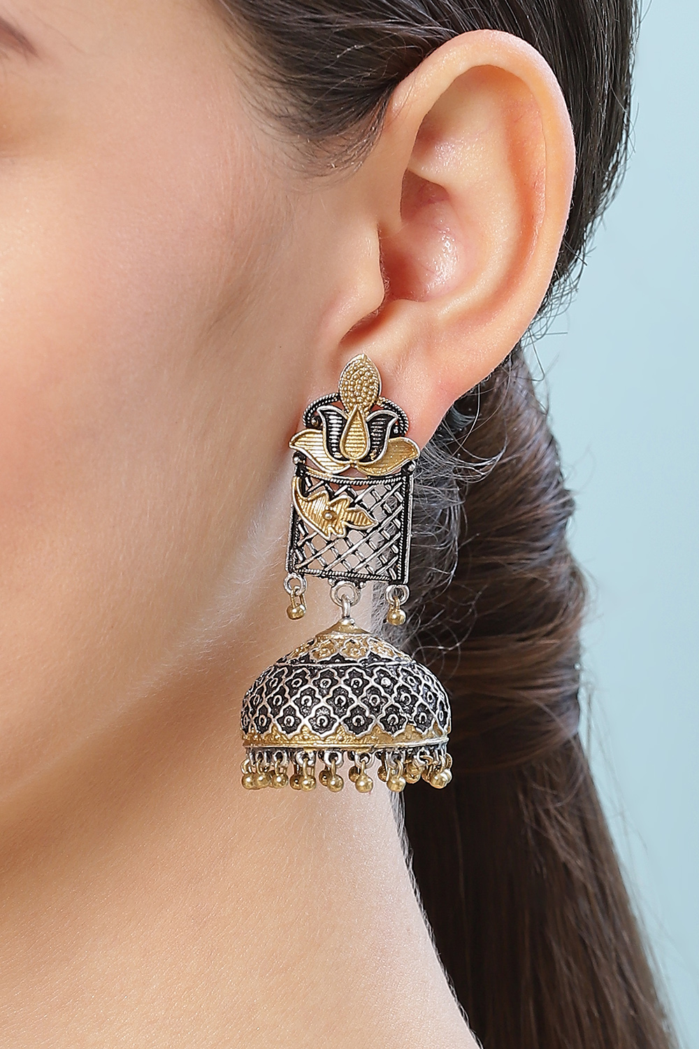 Oxidised Gold Earrings image number 1