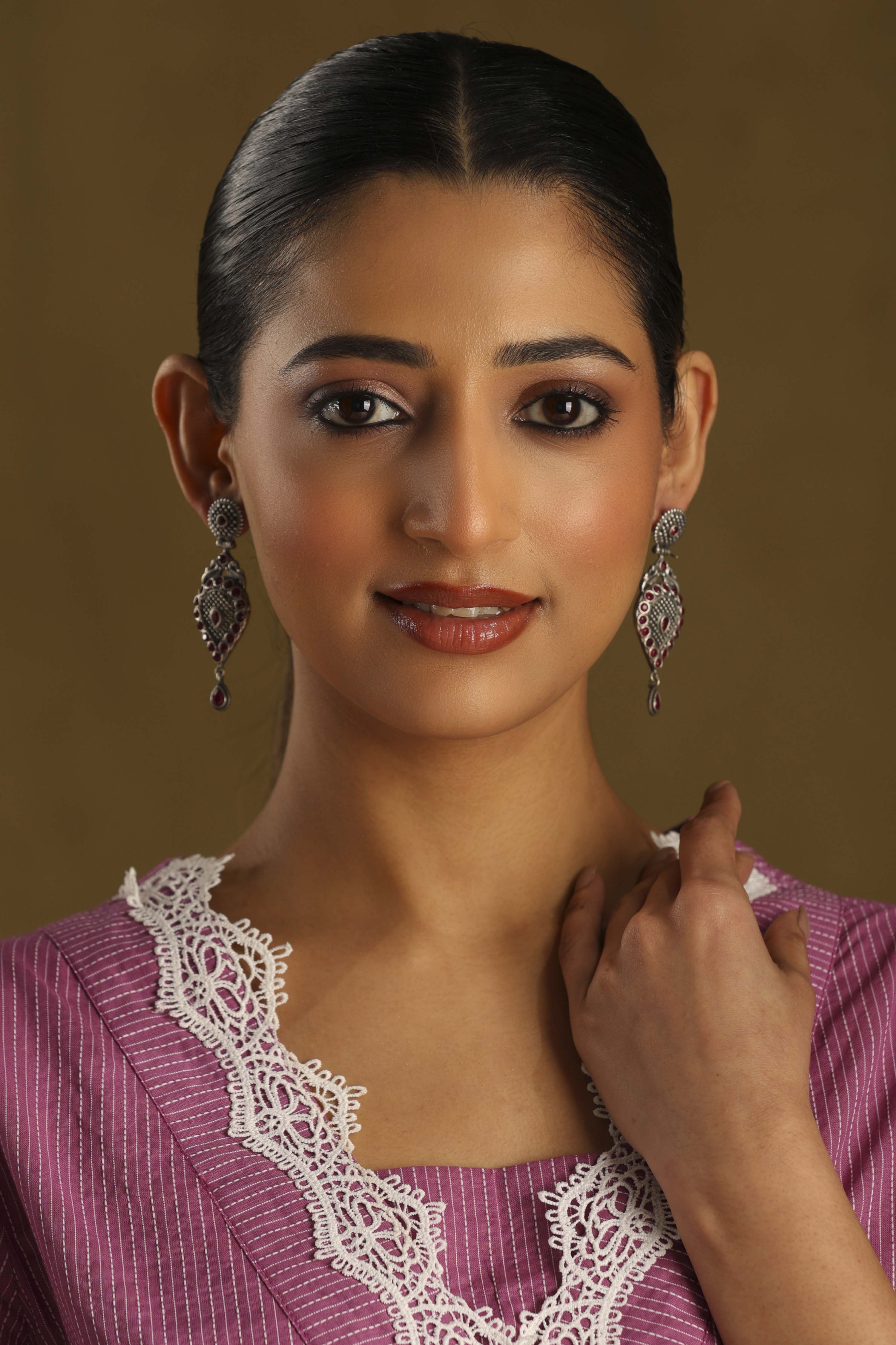 Dark Pink Brass Drop & Danglers image number 3