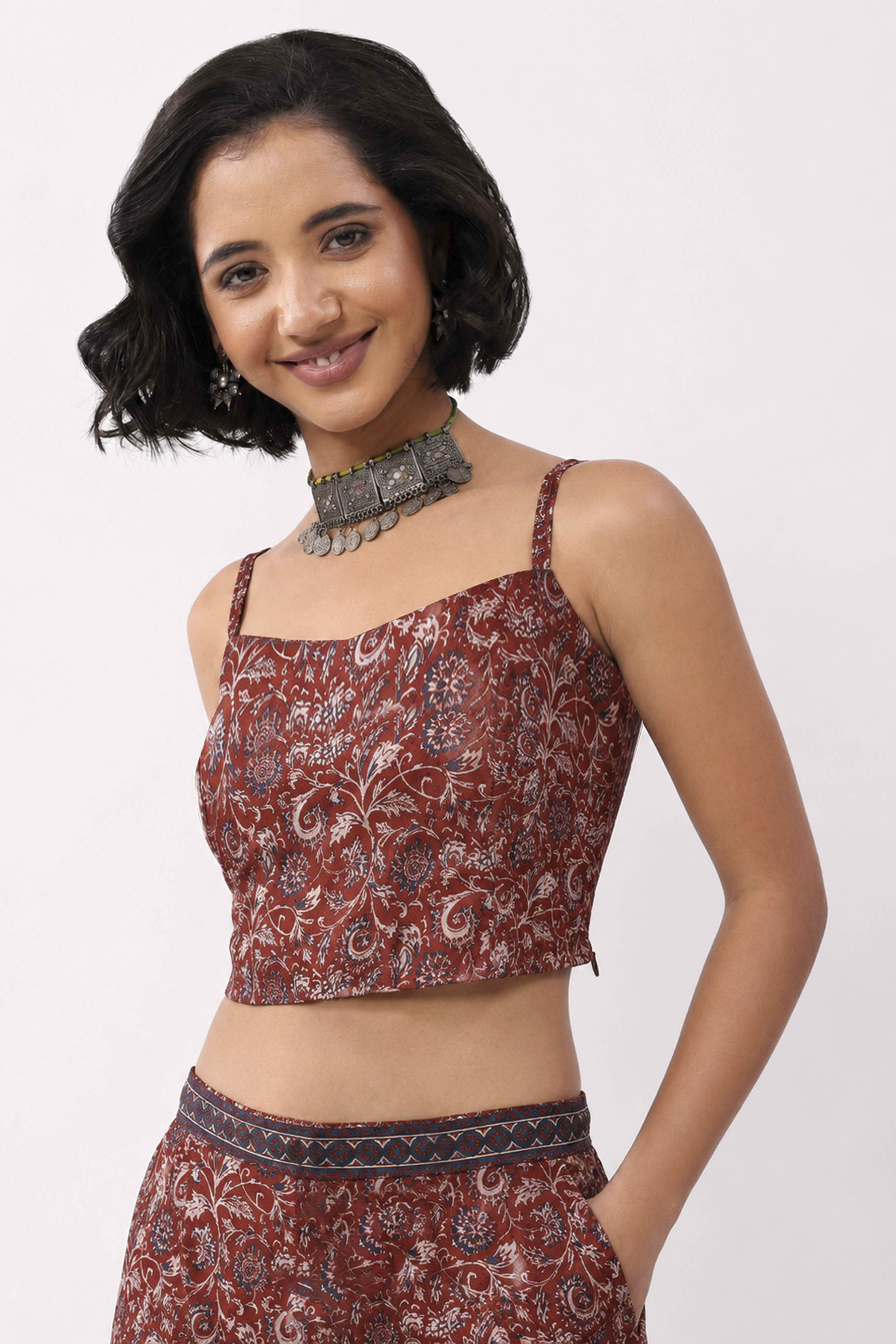 Blue Cotton Printed Top image number 2