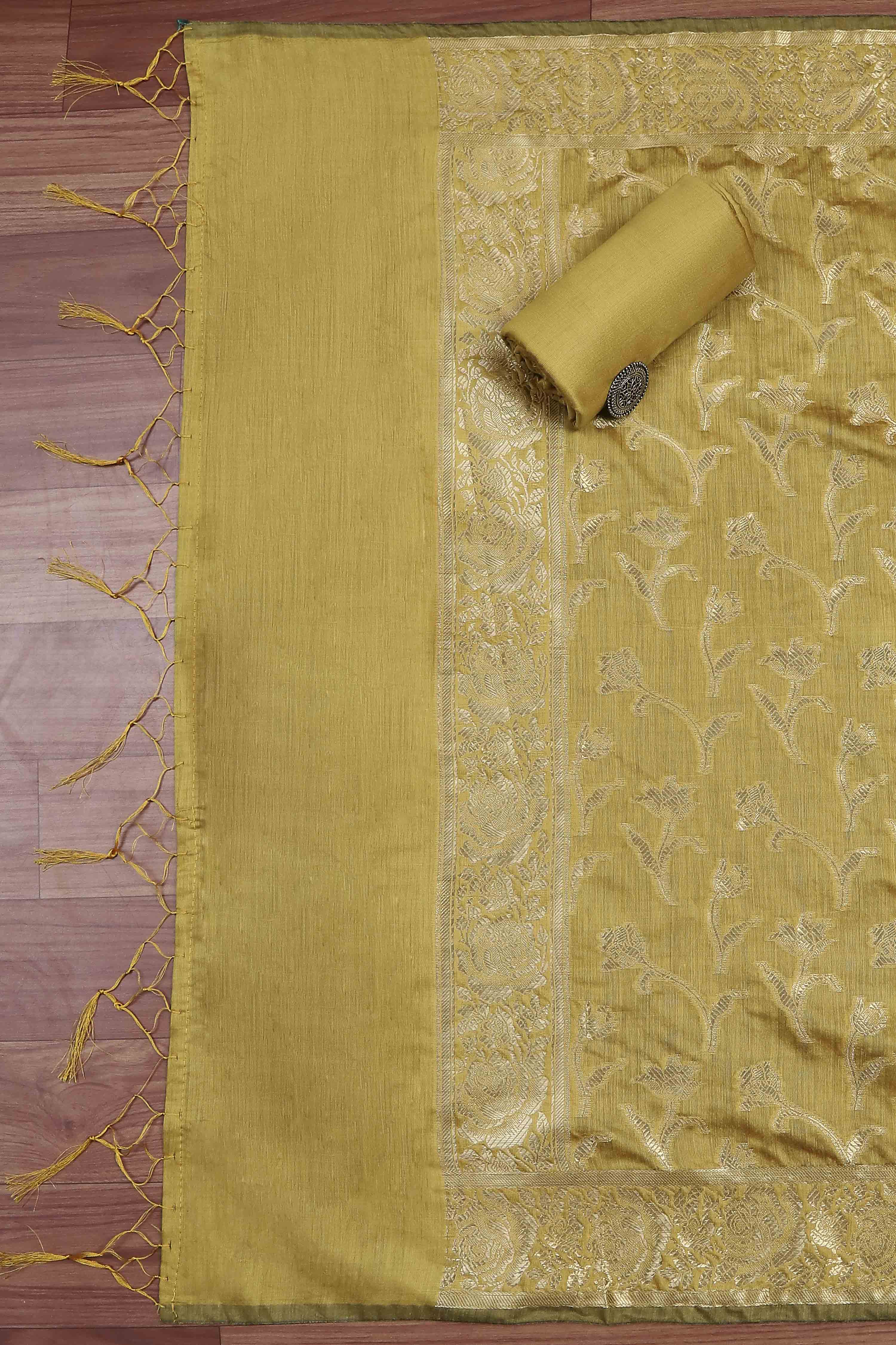 Red Banarasi Chanderi Banarasi Print Unstitched Suit Set image number 3