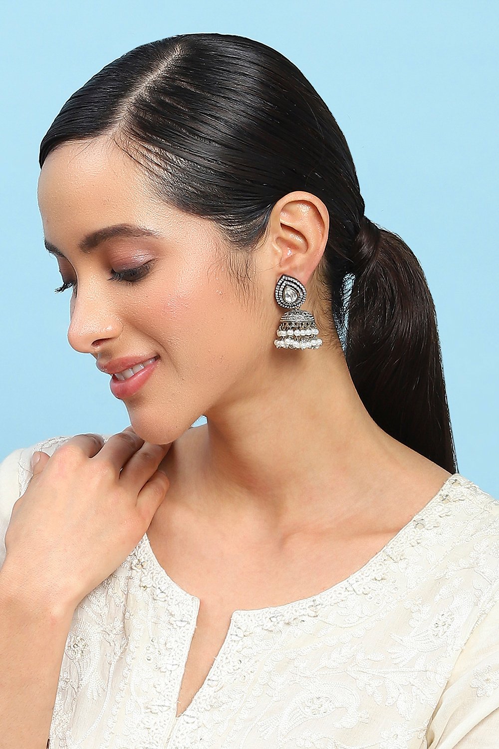 White Brass Jhumka image number 3