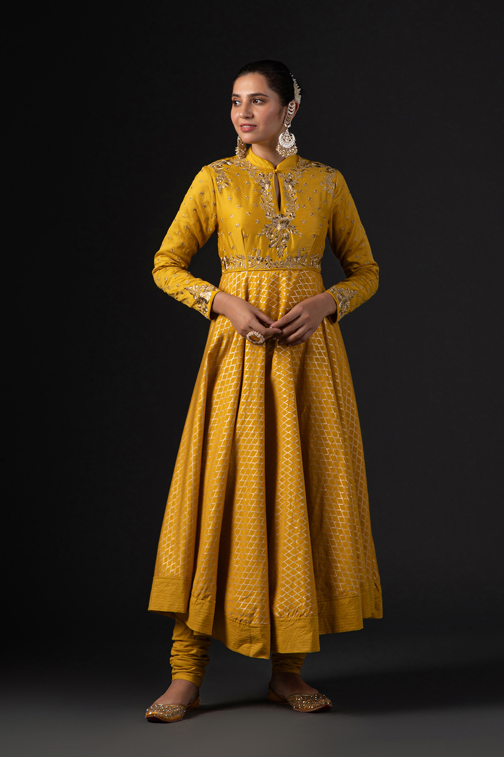 Orange Cotton Silk Anarkali Printed Suit Set image number 7