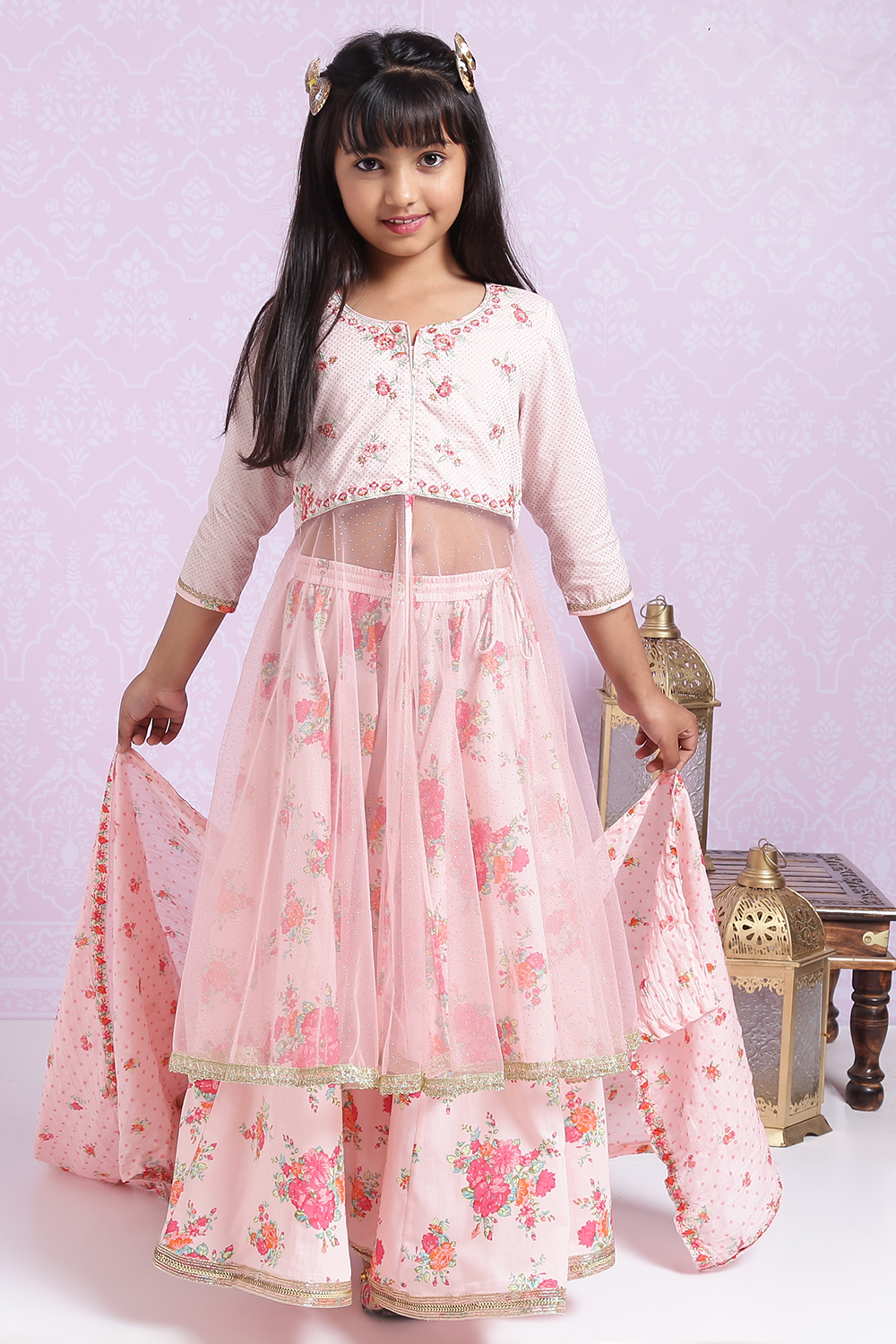 Pink Cotton Lehenga Set image number 0