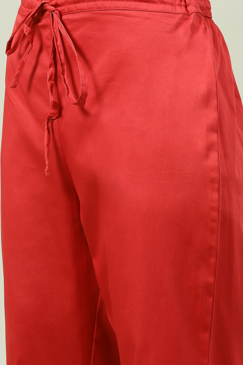 Coral Red Straight Kurta Pants Suit Set image number 3