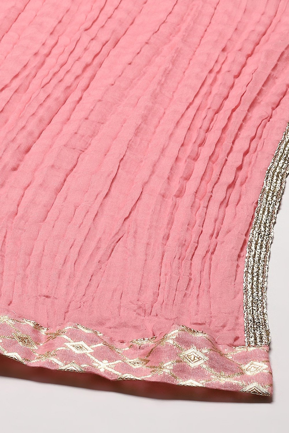 Aqua Blue Cotton Anarkali Kurta Lehenga Set image number 3