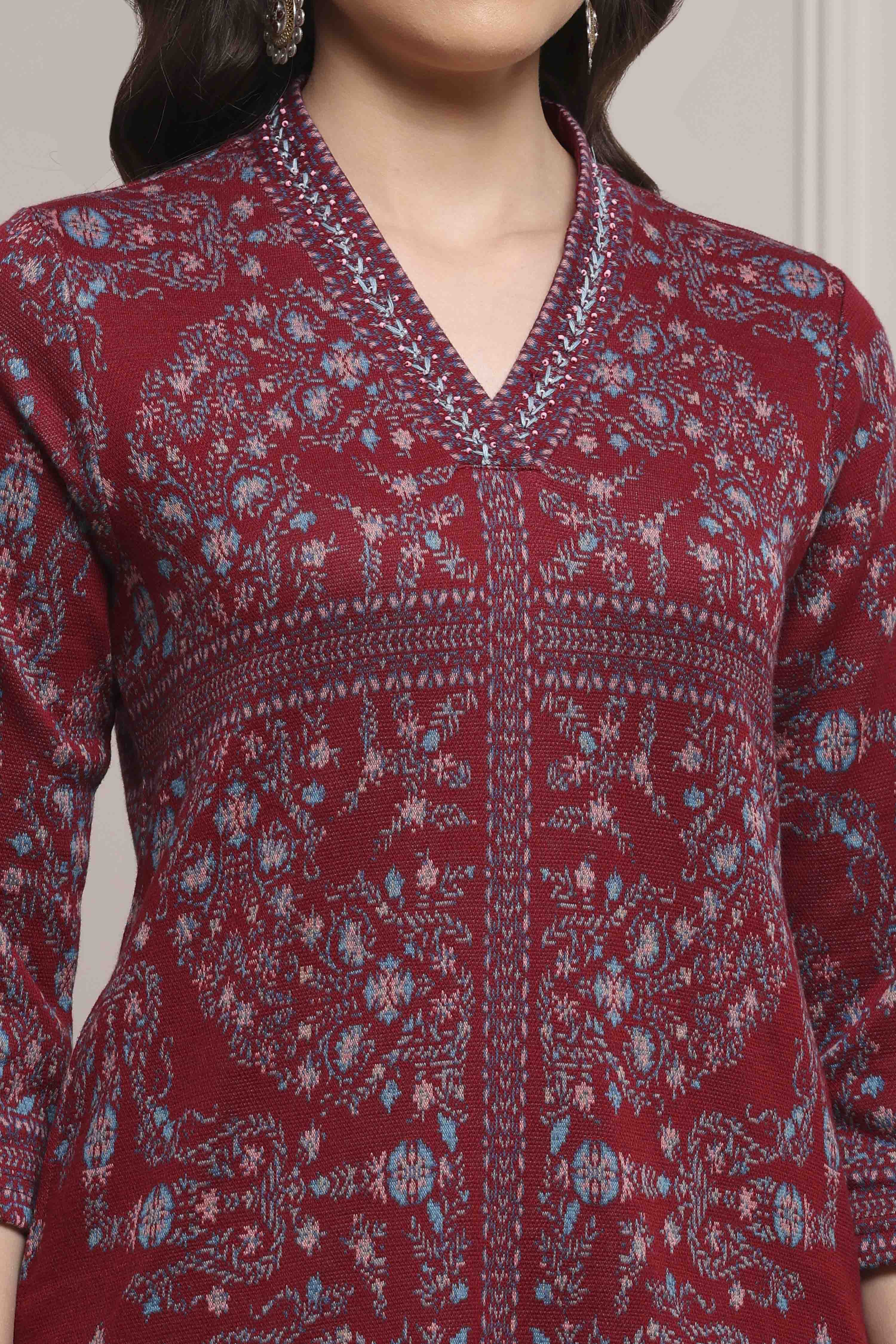 Emerald Green Cotton Blend Yarndyed Straight Kurta image number 1