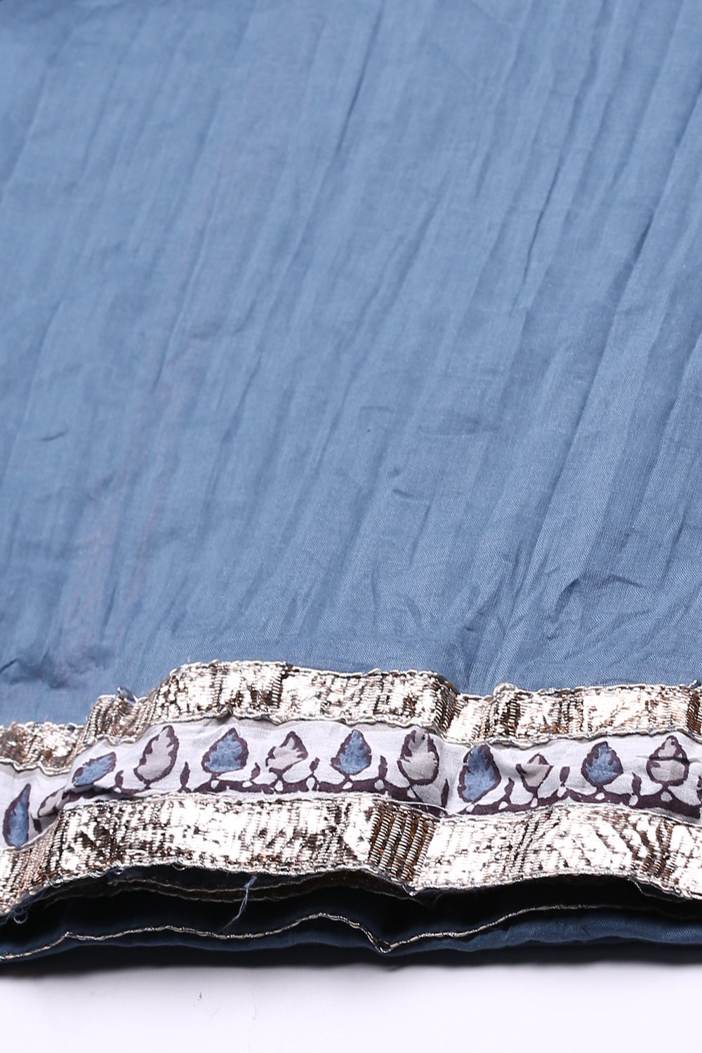 Off White And Blue Cotton Straight Kurta Sharara Suit Set image number 2