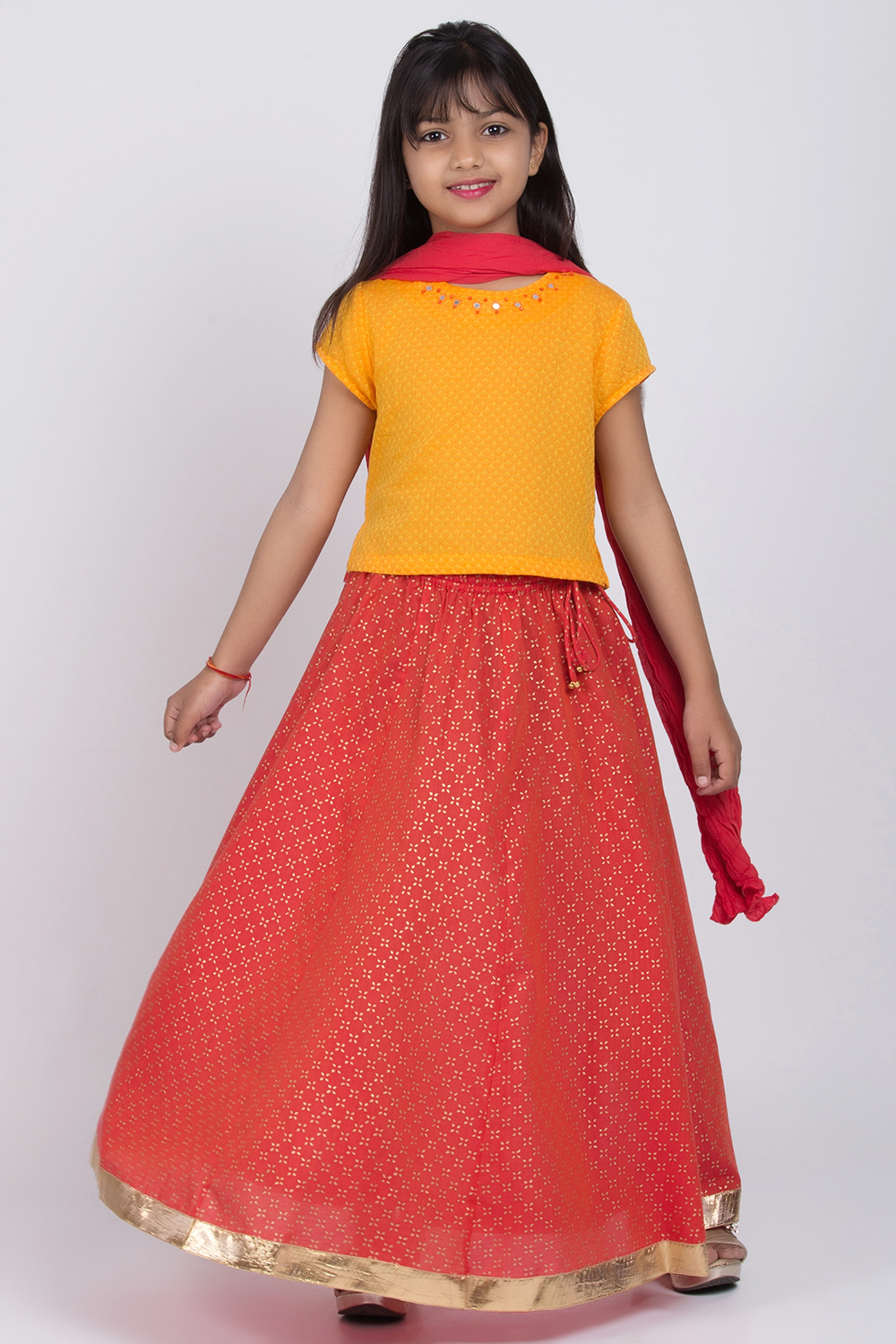 Yellow Cotton Lehenga Set image number 2