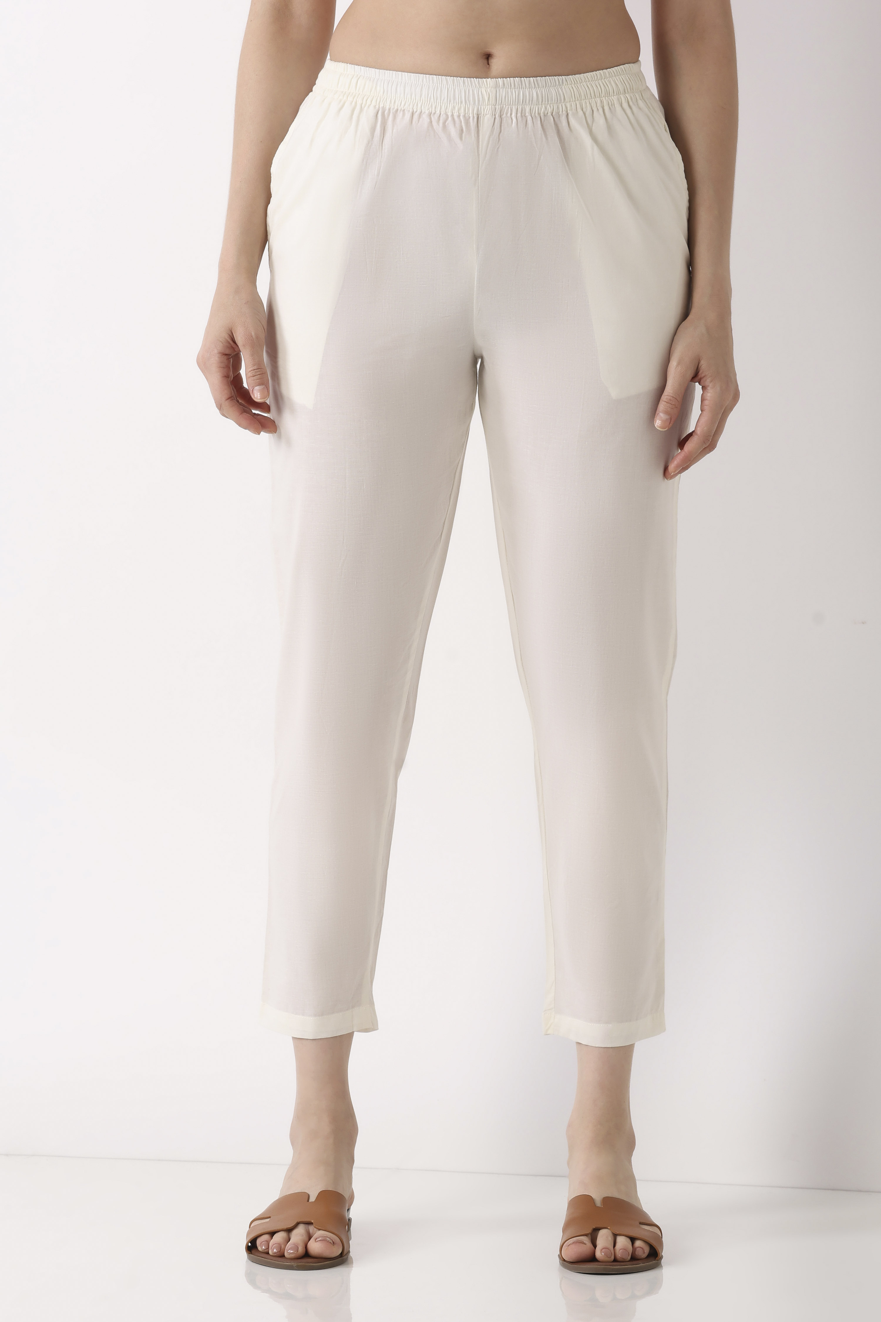 Black Cotton Slim Pants image number 4