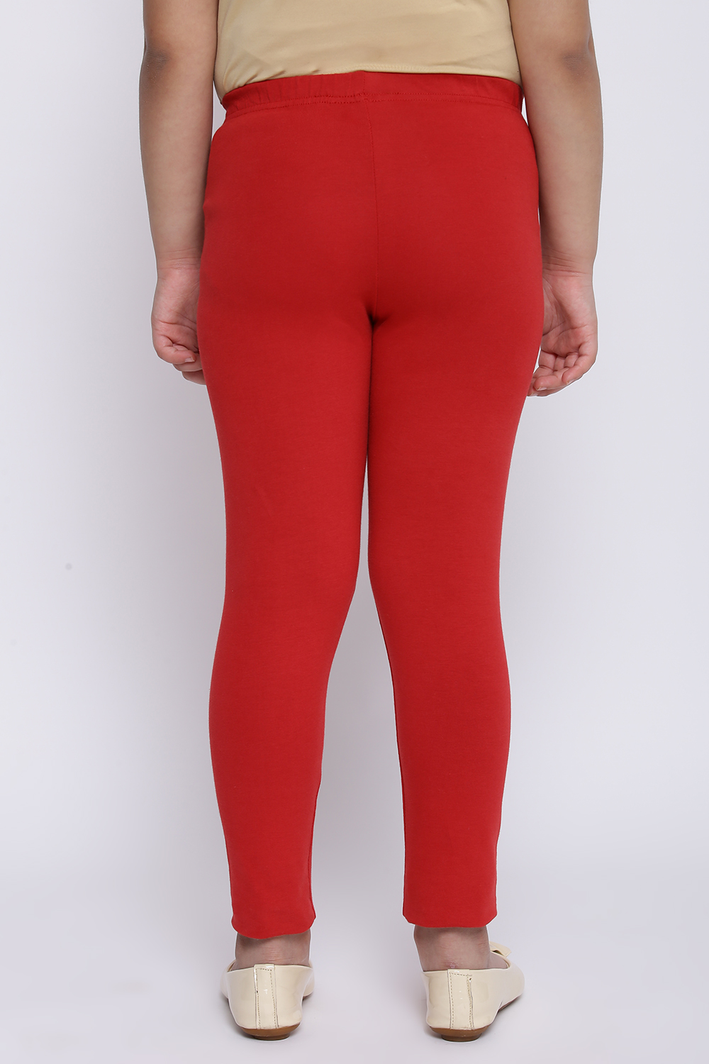 Deep Red Cotton Lycra Solid Leggings image number 4