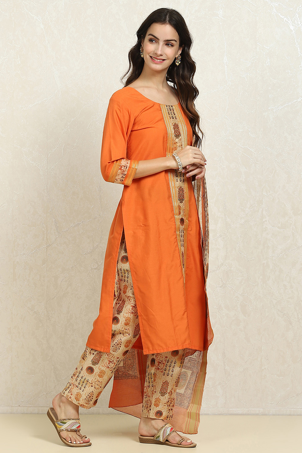 Maroon Cotton Handloom Unstitched Suit Set image number 6